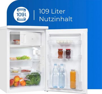 exquisit Kühlschrank KS16-4-E-040E weiss, 85,5 cm hoch, 55 cm breit, 109 L Volumen, 4 Sterne Gefrieren