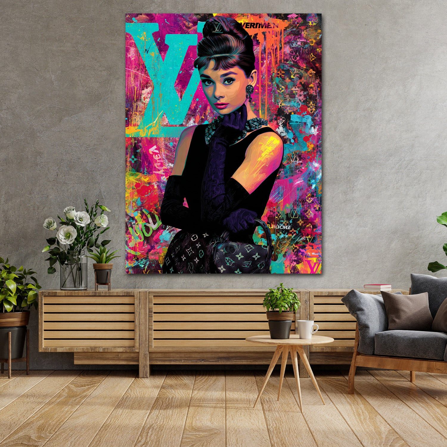 Artedinoi Leinwandbild Pop Art Audrey Porträt Luxus Leinwandbild Wandbild Kunstdruck XL Wandd, Audrey Hepburn, Porträt