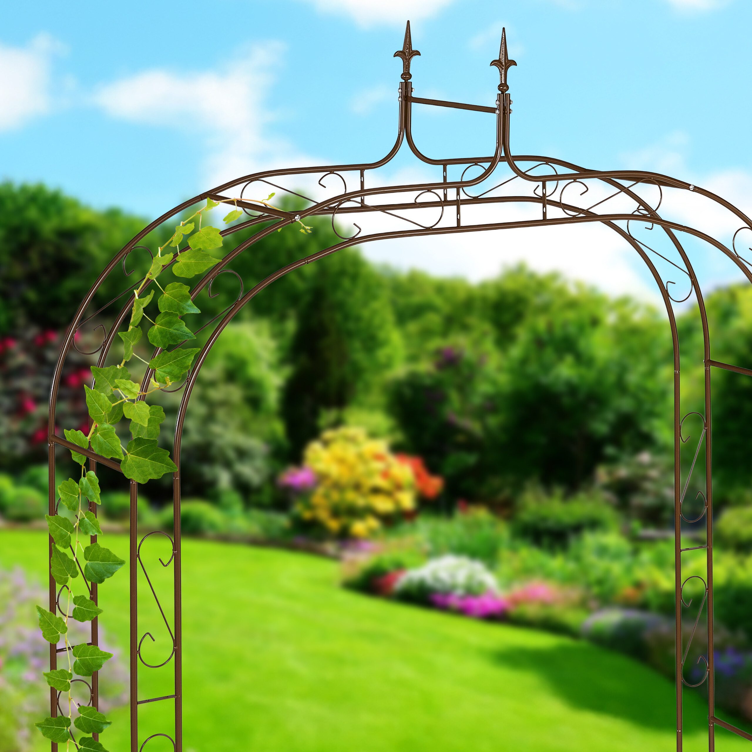 relaxdays Rosenbogen Metall mit Spitze