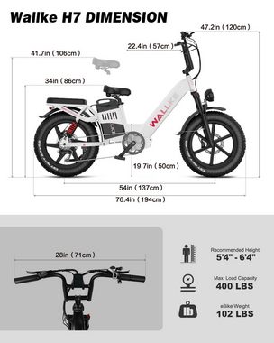 DOTMALL E-Bike E-Bike Wallke 20 Zoll 1000W 48V 40Ah Mountain/City E bike