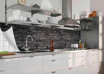 MySpotti Küchenrückwand fixy Nero, (1-tlg), selbstklebende und flexible Küchenrückwand-Folie