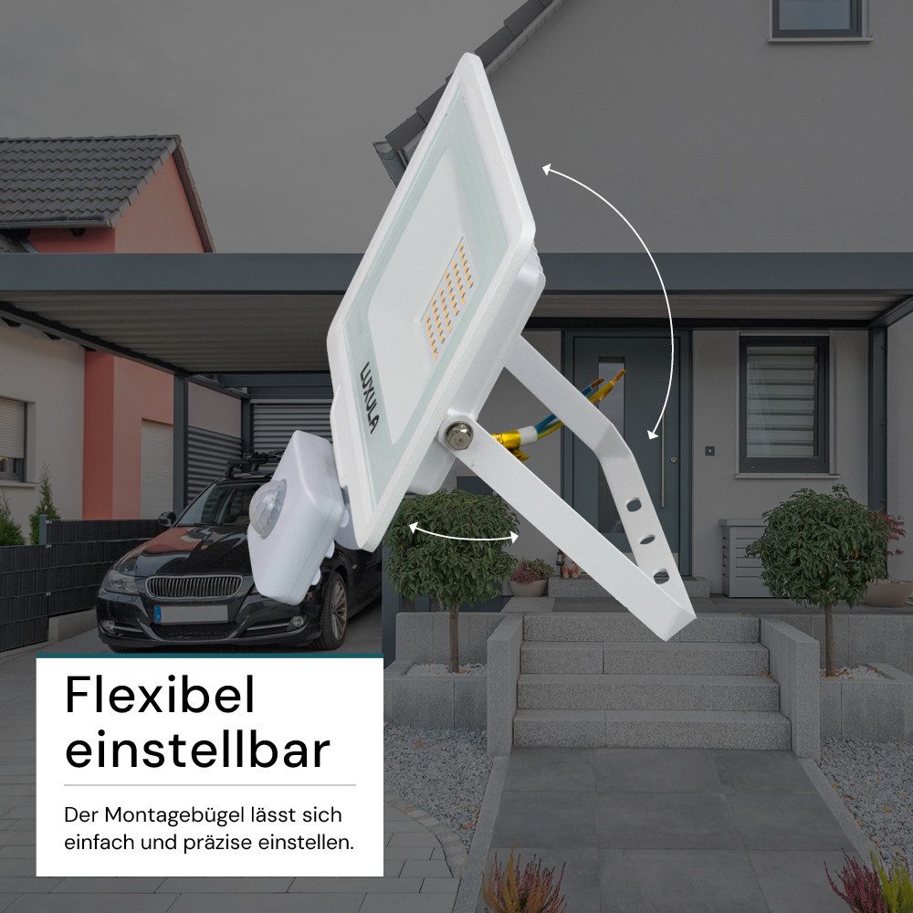 LUXULA LED Flutlichtstrahler LUXULA LED Fluter 30 W 3000 K Warmweiß Weiß, LED fest integriert, Warmweiß – Bild 5 von 5