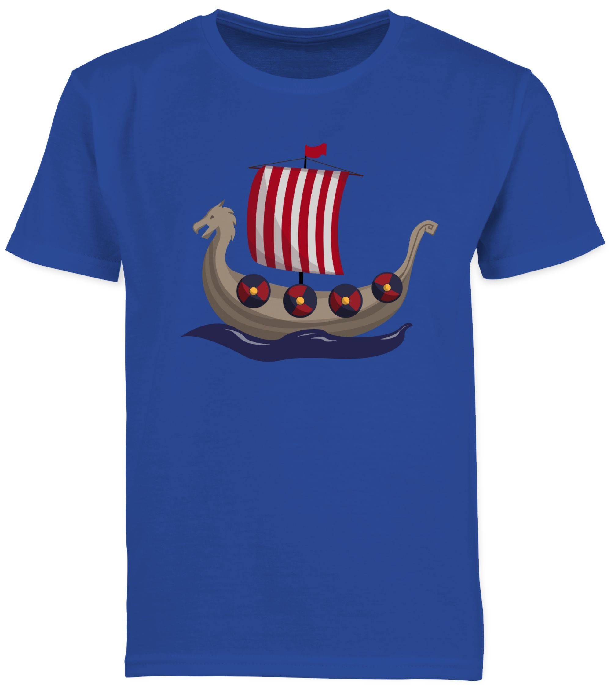 2 Kinder Wikinger Royalblau Wikinger-Schiff T-Shirt & Walhalla Shirtracer