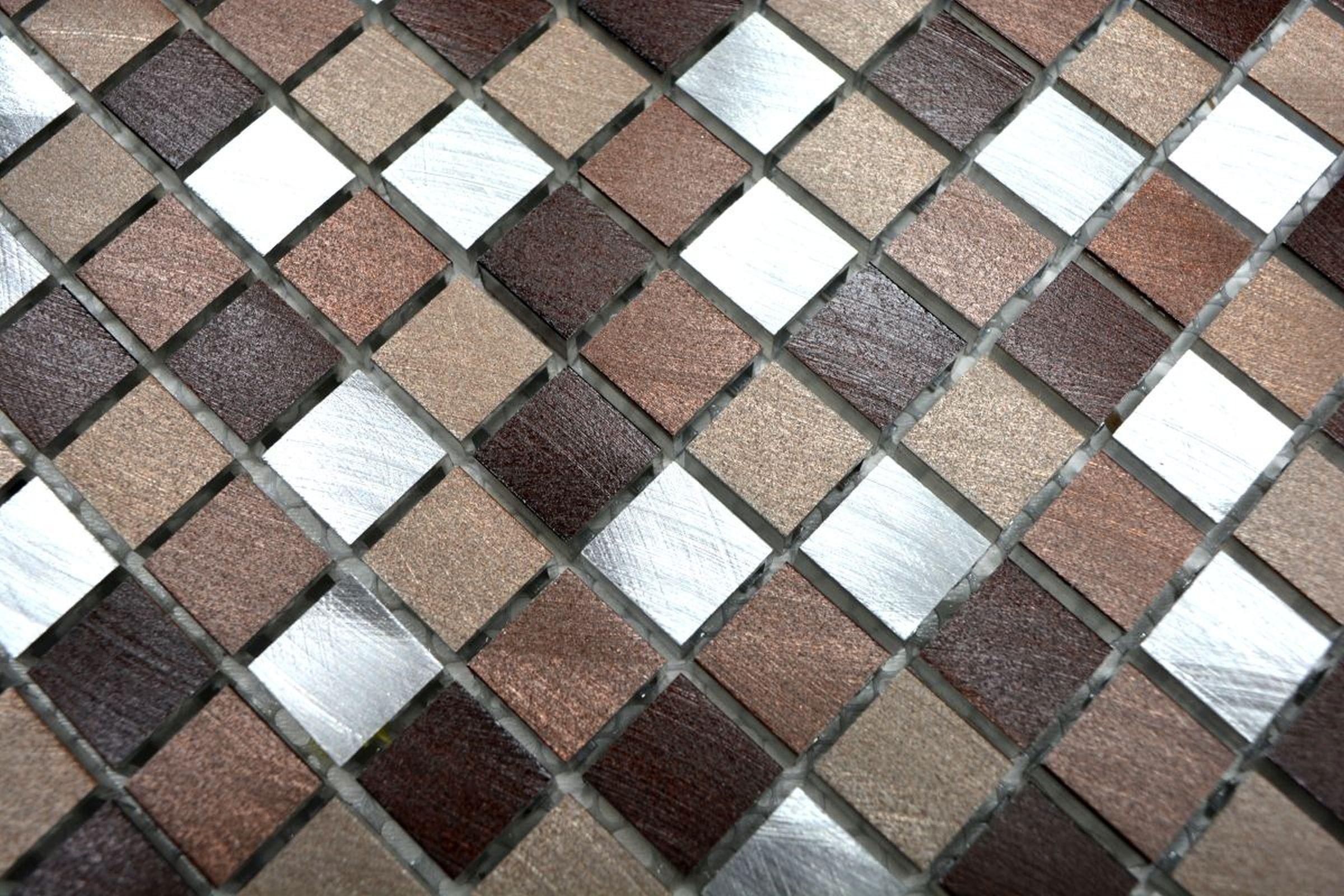 Thumbnail - Mosani Mosaikfliesen Mosaik Fliese Aluminium beige braun kupfer Wand Küchenwand