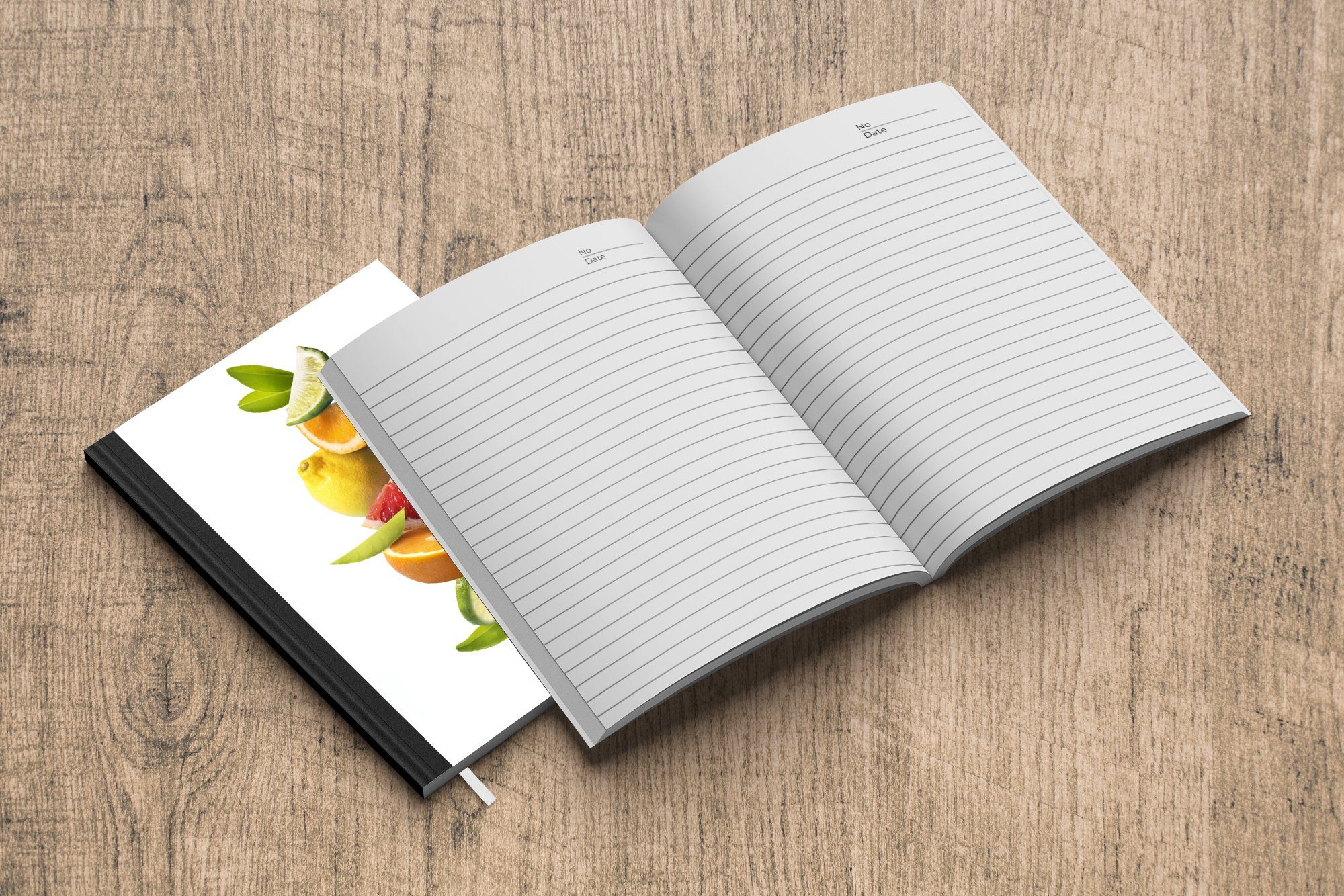 MuchoWow Notizbuch Obst - Merkzettel, A5, 98 Haushaltsbuch Journal, Seiten, Zitrusfrüchte Weiß, - Tagebuch, Notizheft