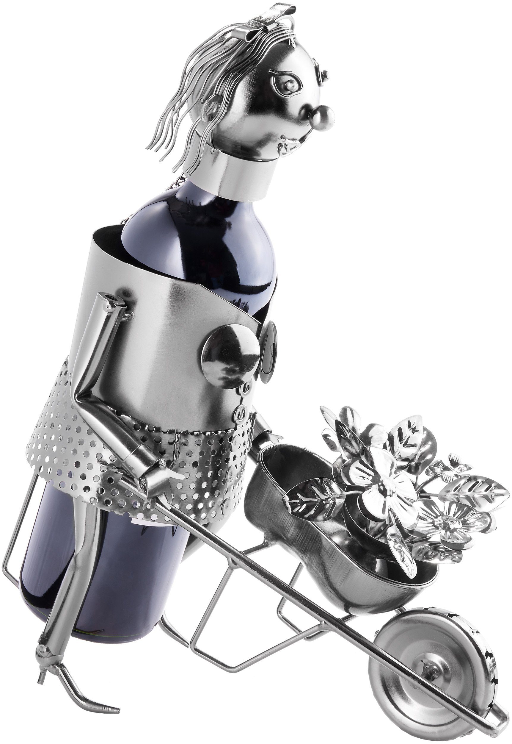BRUBAKER Weinflaschenhalter Gärtnerin Flaschenhalter, (inklusive Grußkarte), Metall Skulptur, Wein Geschenk Garten Weinhalter – Bild 5 von 5