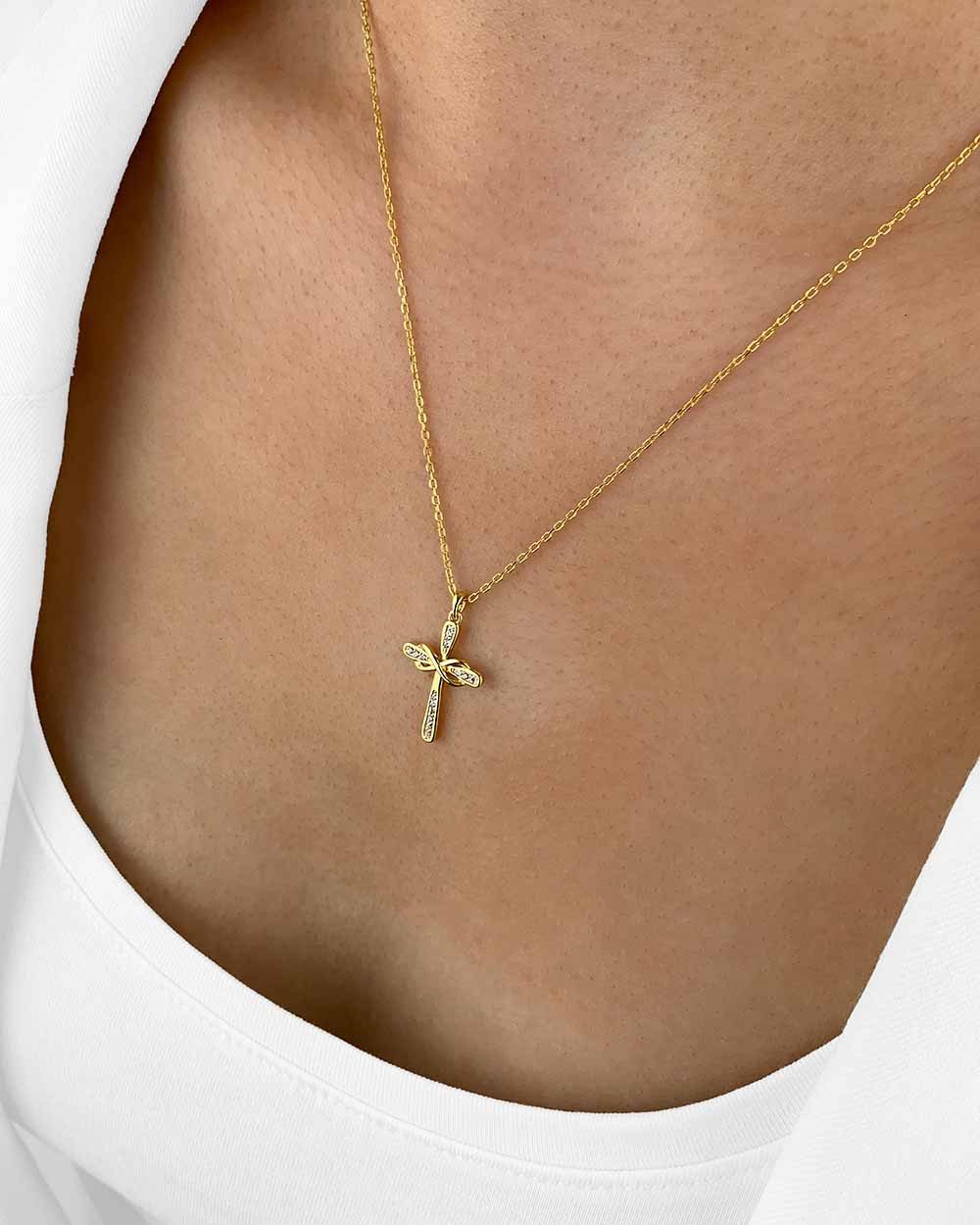 DANIEL CLIFFORD Kreuzkette 'Theodora' Damen Halskette Silber 925, 18k vergo günstig online kaufen