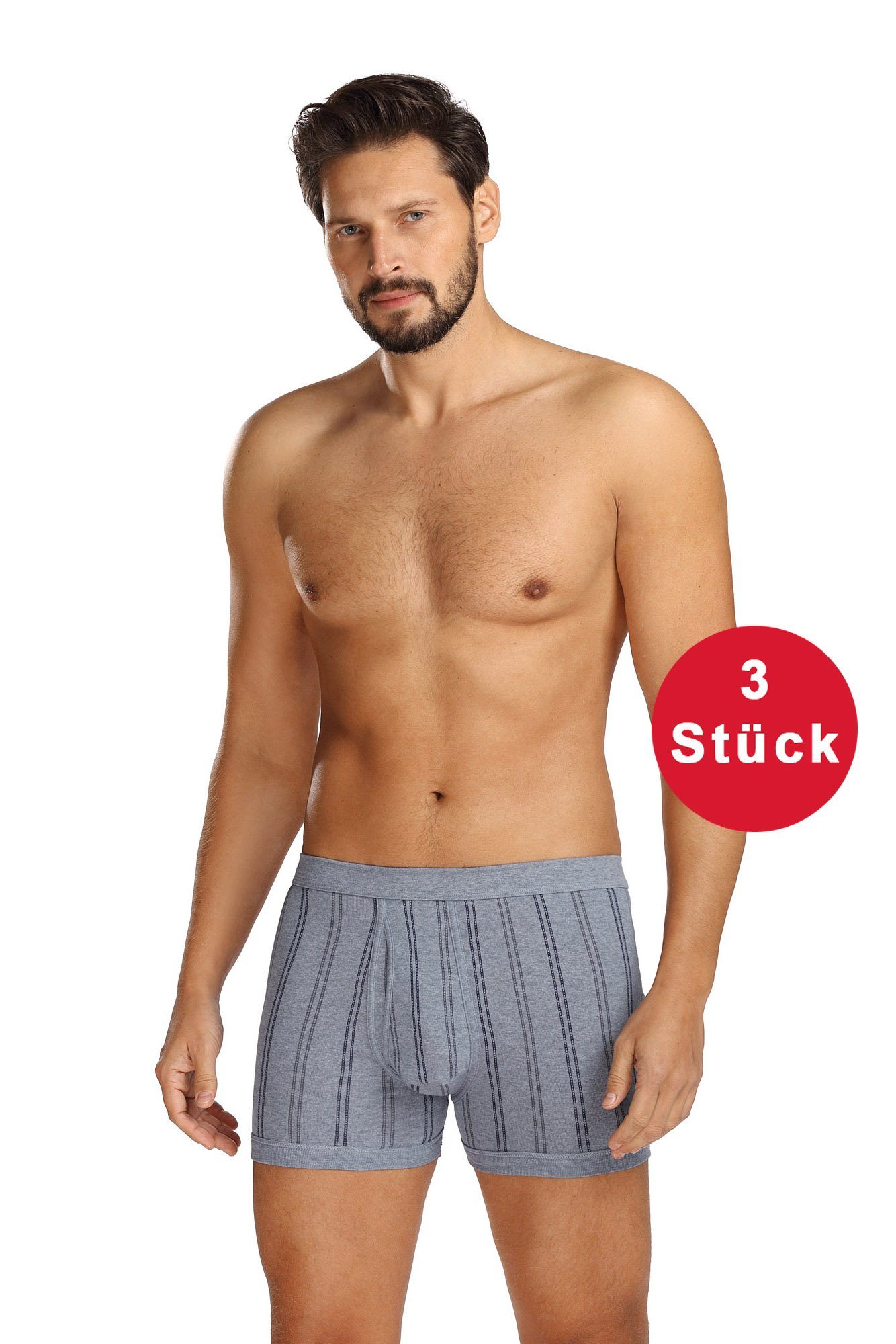 Comte Boxershorts (Set, 3-St., 3er-Pack) Herren Unterhosen Shorts 3er-Pack  Pants mit Eingriff Feinripp, Maskuline Unterwäsche-Klassiker im 3er-Pack.