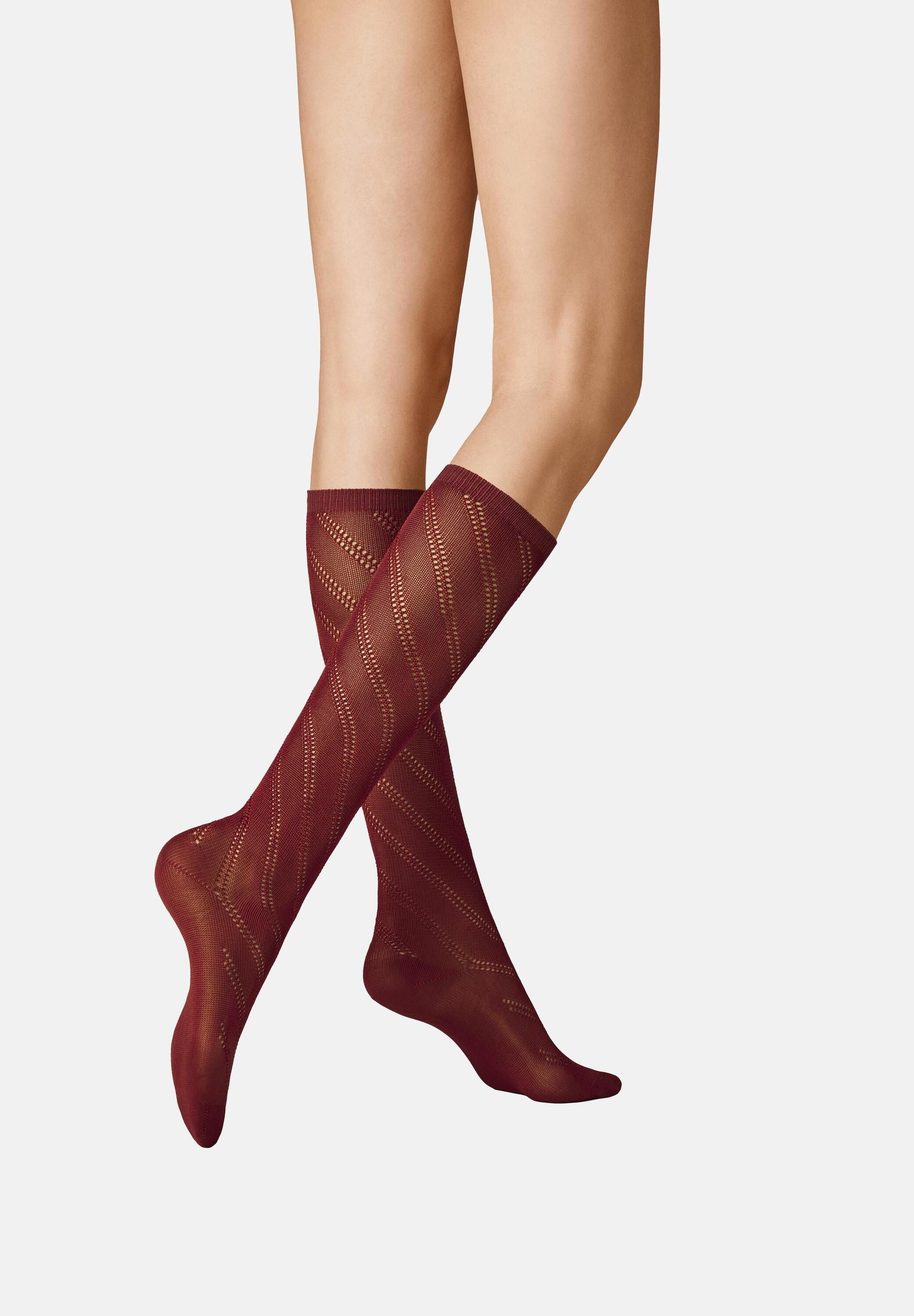 KUNERT Feinkniestrümpfe Diagonal Crochet (1-Paar) Гольфи mit diagonalem Häkelmuster