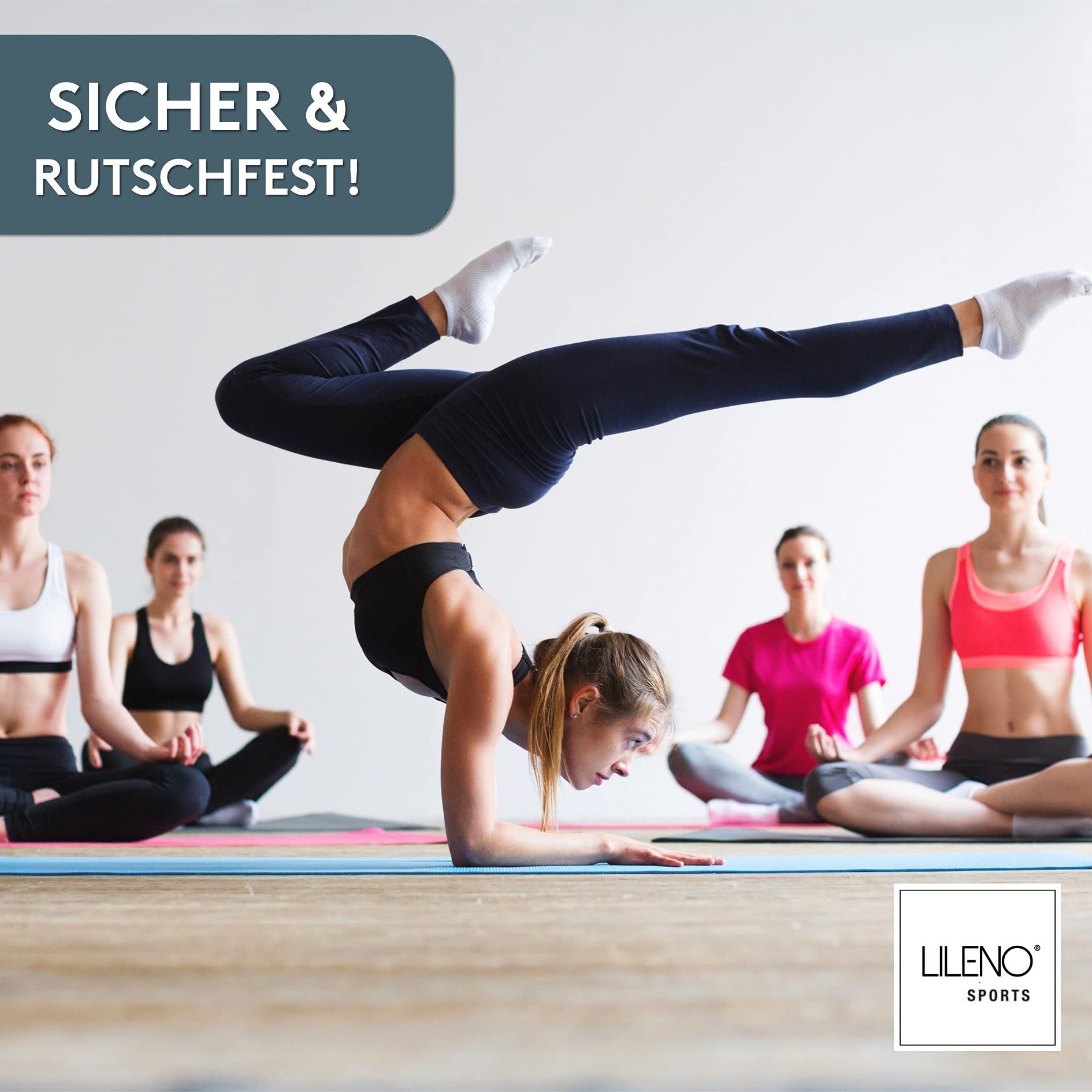 LILENO SPORTS Yogamatte Gymnastikmatte 180x60 cm inkl. Tragegurt, rutschfeste Fitnessmatte (1er Set mit Tragegurt, Einzelprodukt), Sport und Yogamatte beerenfarben für indoor und outdoor, 4 mm Dicke