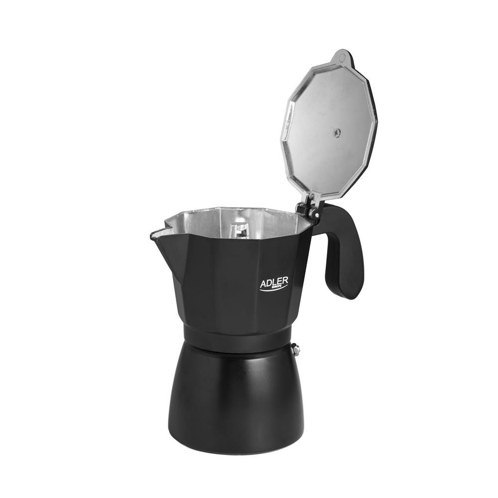 ADLER EUROPE Espressokocher AD 4421, 0,32l Kaffeekanne, Mokkakanne 320ml, Kaffeemaschine, Schwarz Camping Küche