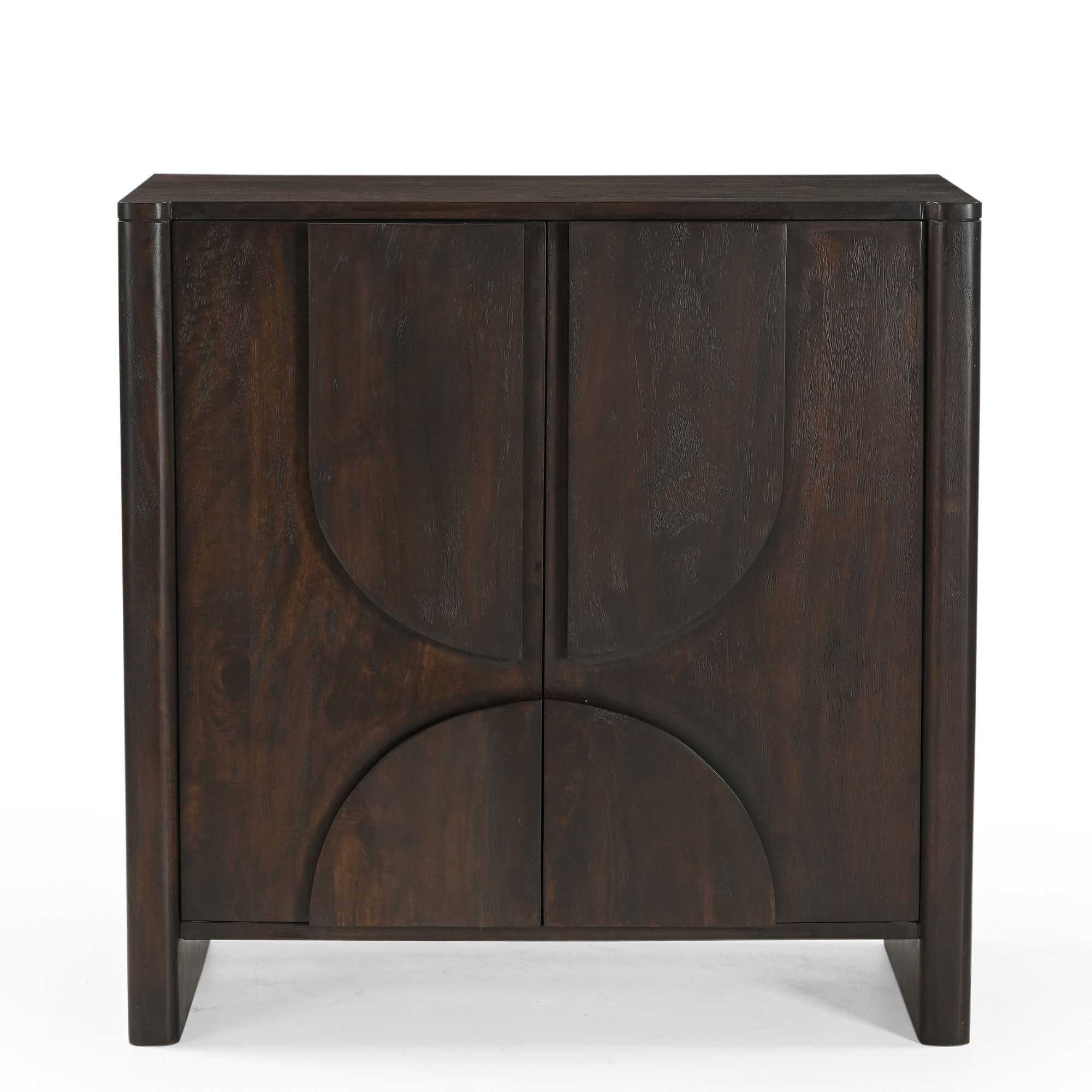 Villa Möbel Kommode (Packung, 1 St., 1 St. Kommode), Massives Mangoholz in warmem Braun mit organisch geformten Türfronten