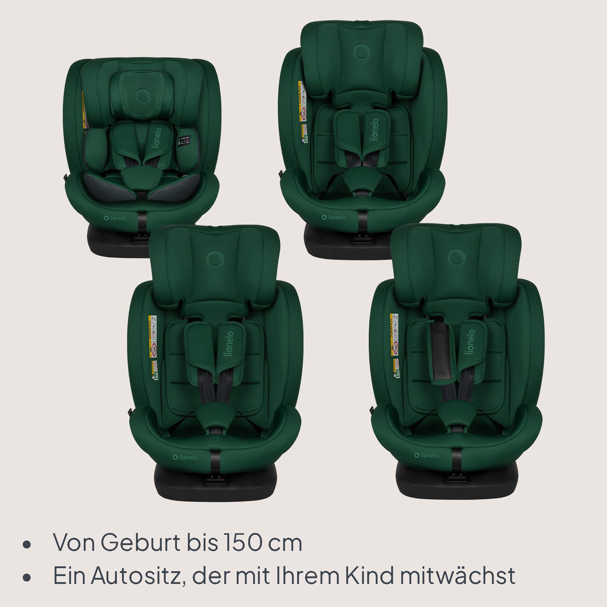 lionelo Autokindersitz BASTIAAN I-SIZE, ab: ab Geburt, bis: bis 12 Jahre, ab: 40,00 cm, bis: 150,00 cm, (Set), i-Size / 0-36 kg / Isofix + Top Tether