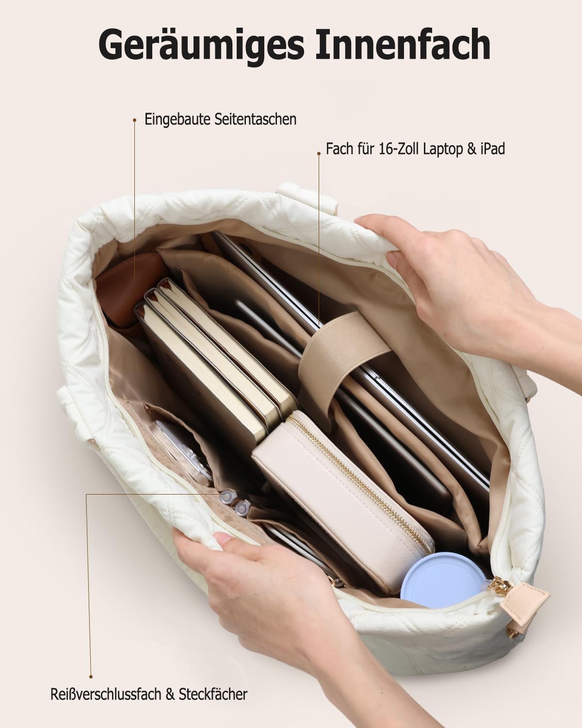 Coonoor Schultertasche Damen große Handtasche, Rauten-Design Schultertasche für Frauen, große Tote Tasche, Laptop Tasche – Bild 3 von 5