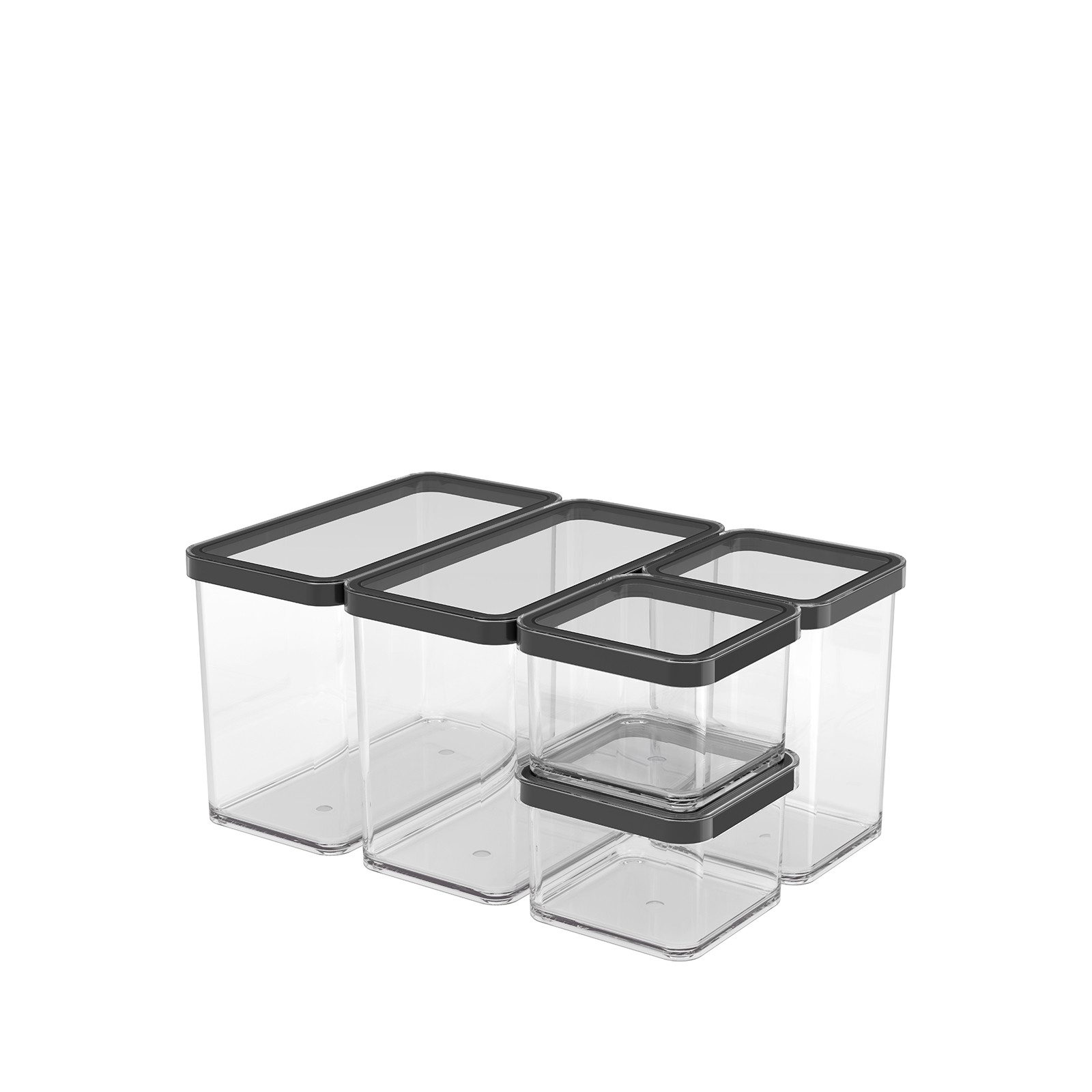 ROTHO Vorratsdose Loft 5er-Set Vorratsbehälter mit Deckel, Kunststoff, Kunststoff, (Vorratsdosenset, Set 5 tlg)