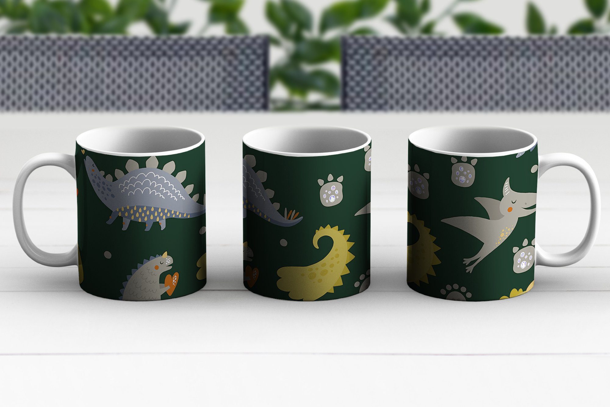 Dinosaurier, - Kinder Jungen Kaffeetassen, Tasse Dino - Keramik, - Becher, Schnittmuster MuchoWow Teetasse, Mädchen - - Teetasse, Geschenk