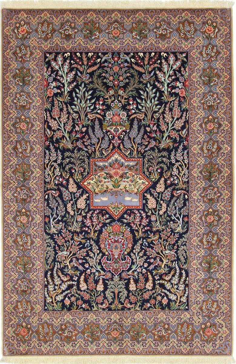 rechteckig, Orientteppich, Höhe: Seidenkette 6 160x237 Trading, Orientteppich mm Isfahan Handgeknüpfter Nain