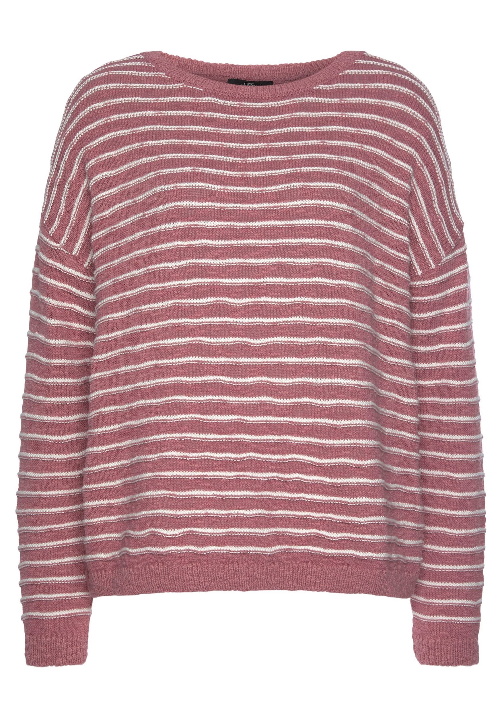 Mavi Rundhalspullover MESA Stripe Sweater Pulli Oversize look mit Rundhalsausschnitt