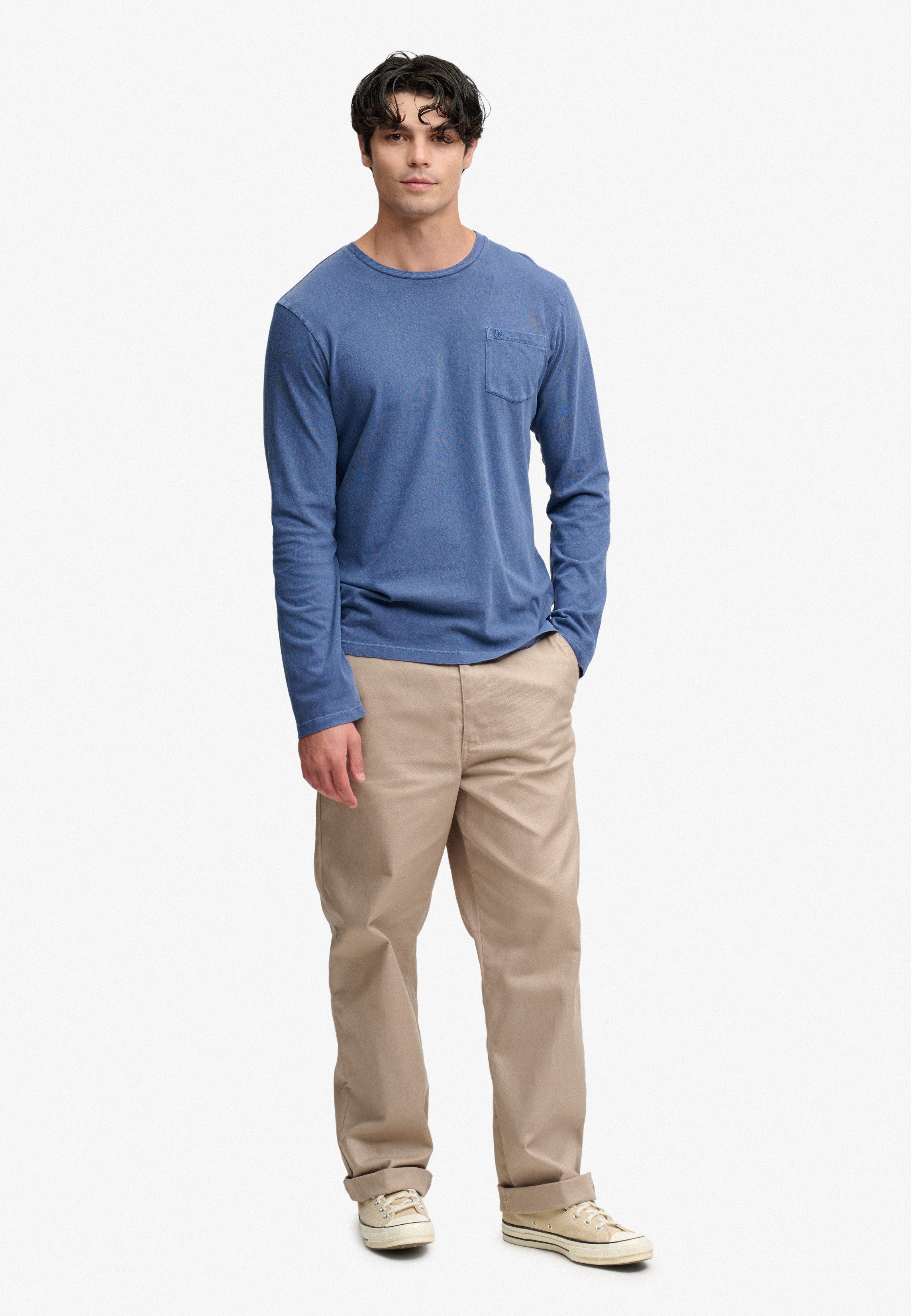 Superdry Langarmshirt COTTON LINEN L/S POCKET TOP aus Baumwolle und Leinen, Relaxed Fit, mit Rundhalsausschnitt – Bild 5 von 5