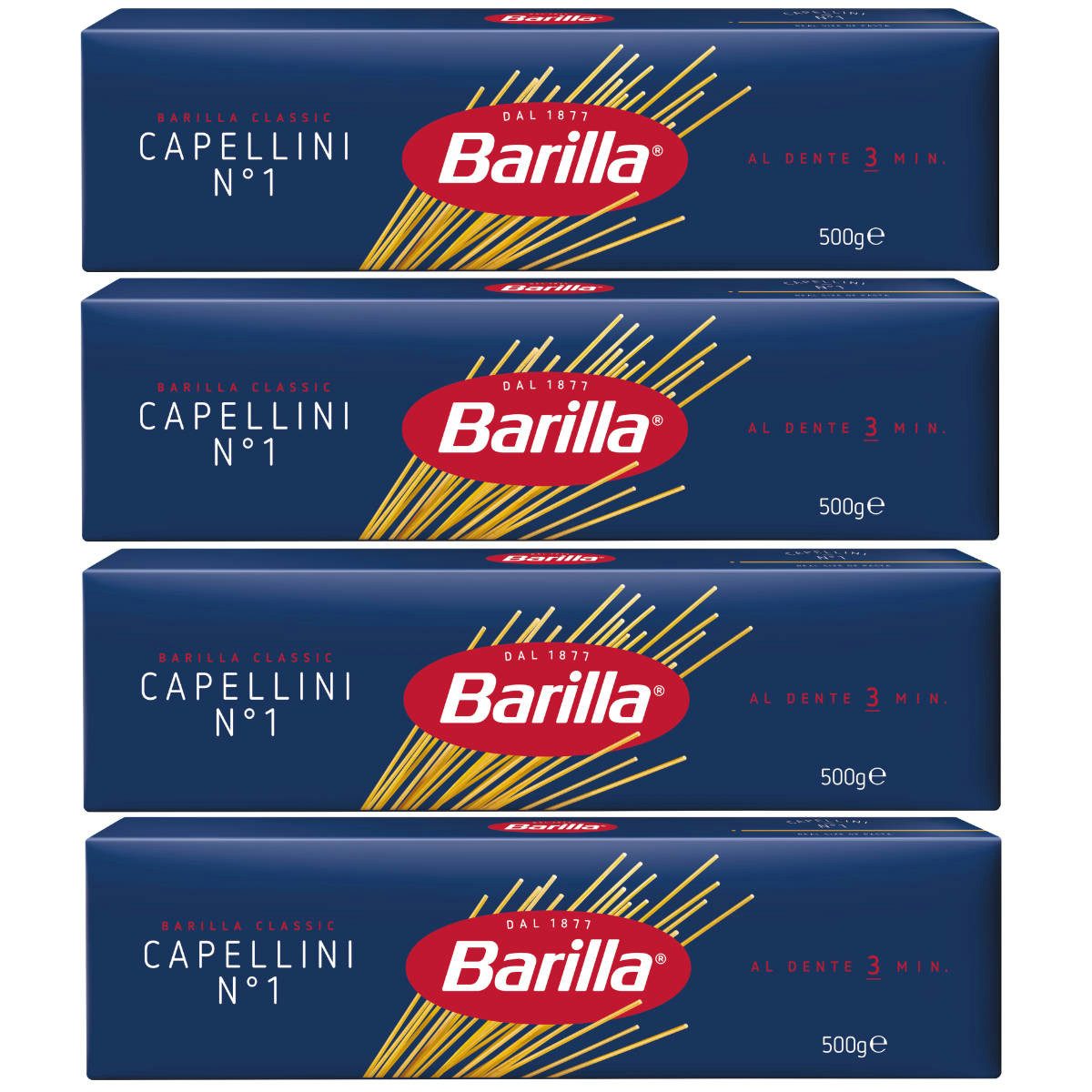 Barilla Nudeln, Barilla Nudeln Capellini Nummer 1 Hartweizengrieß 500g 4er Pack