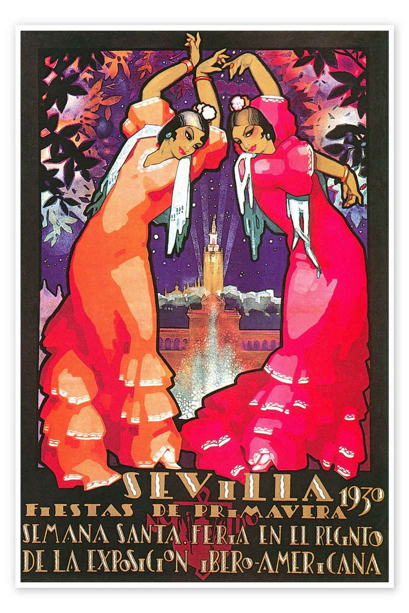 Posterlounge Poster Vintage Travel Collection, Frühlingsfest von Sevilla (spanisch), Vintage Illustration