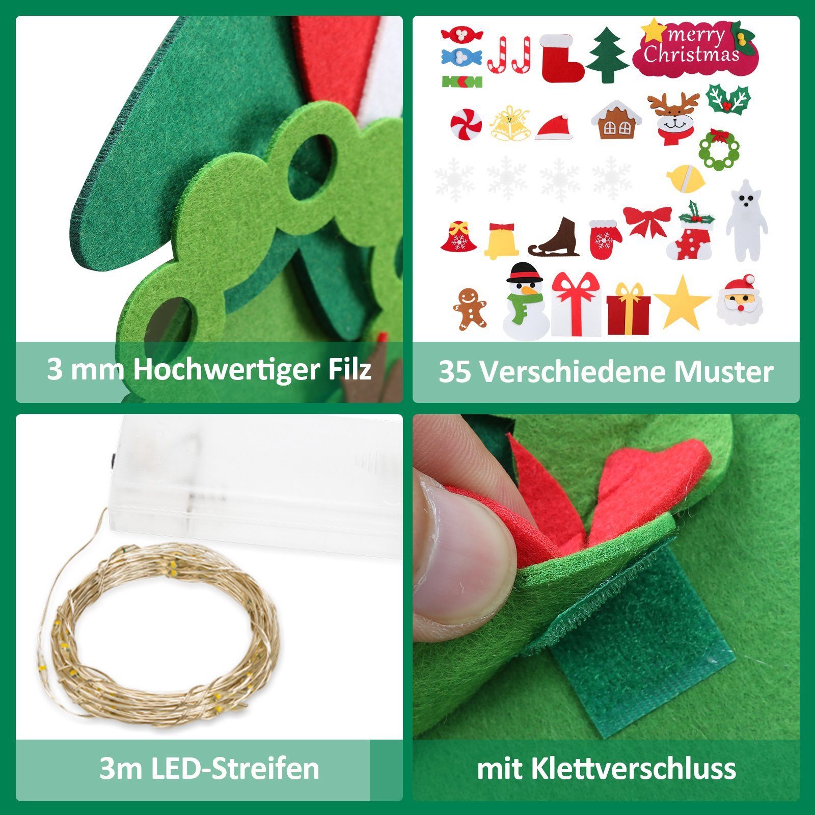 Lospitch Künstlicher Weihnachtsbaum Künstlicher DIY Kinder Christmas Weihnachtsbaum Weihnachtsbaum Filz