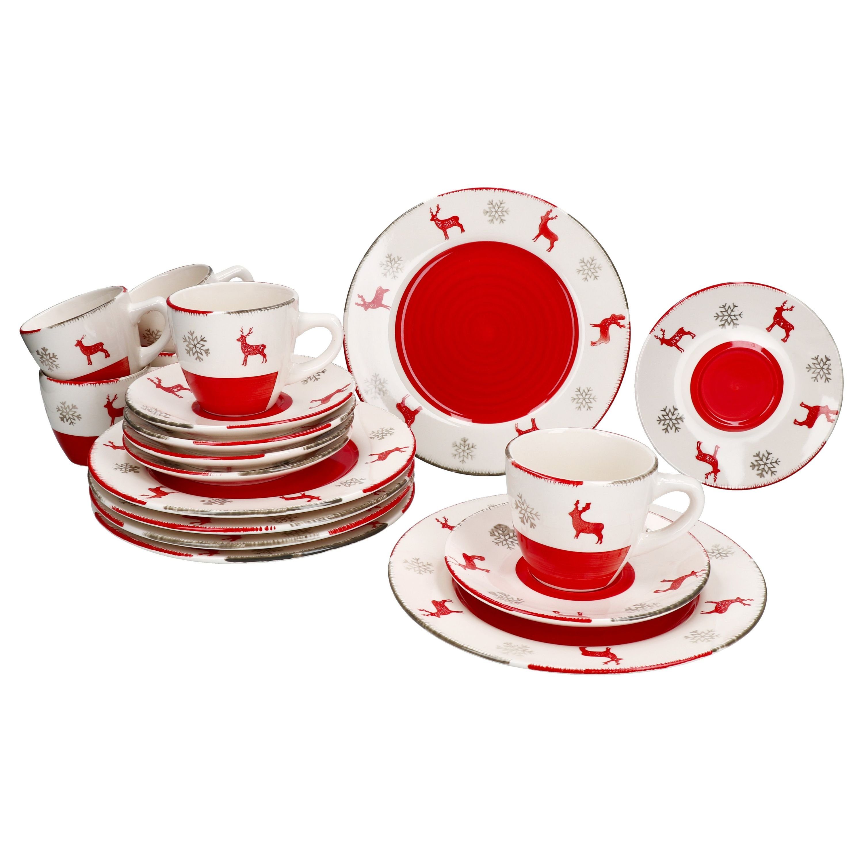 Kaffeeservice 18tlg Kaffeeservice Rentier Unik 6 Pers Weihnachten Teller Kaffeetasse