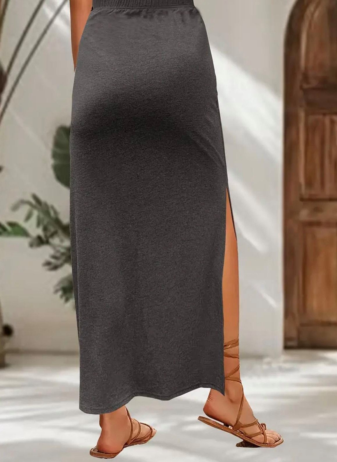 Worldclassca Sommerrock Worldclassca elastischer Sommer Rock mit Schlitz lang Skirt leicht mit Schlitz
