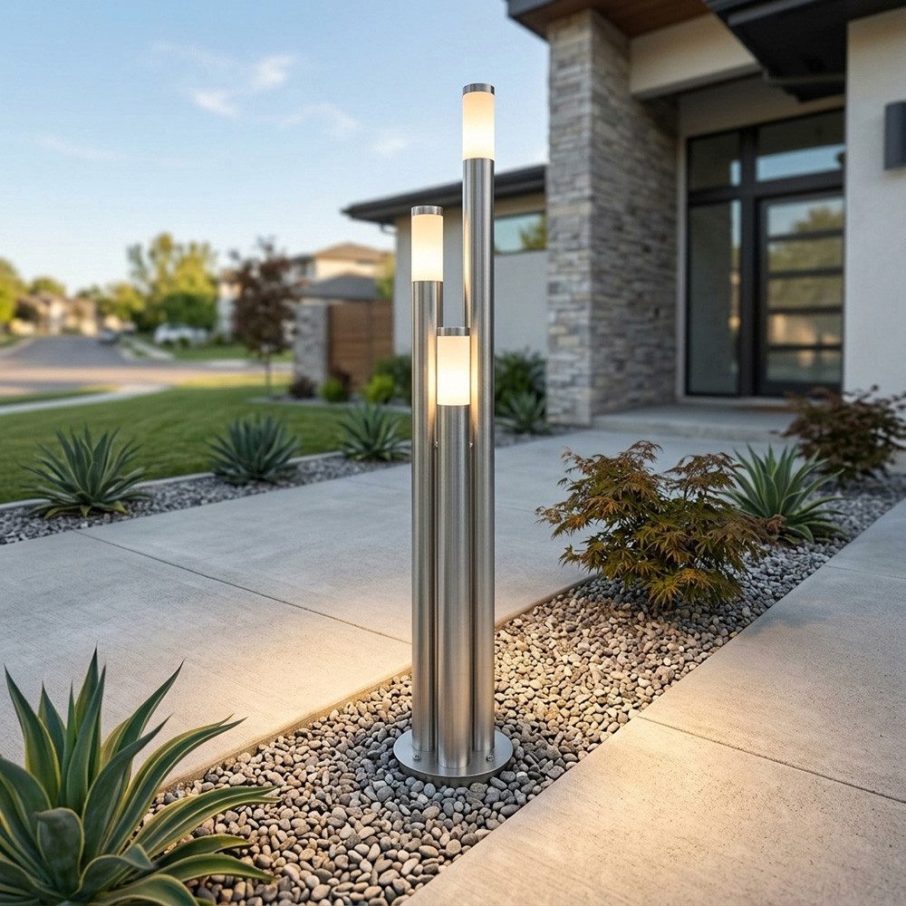 GLOBO LIGHTING LED Außen-Stehlampe, Leuchtmittel inklusive, Warmweiß, Wegeleuchten Außen Edelstahl LED Stehleuchte Außen groß – Bild 4 von 5
