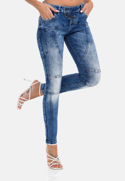 Cipo & Baxx Slim-fit-Jeans mit trendigem Nahtverlauf