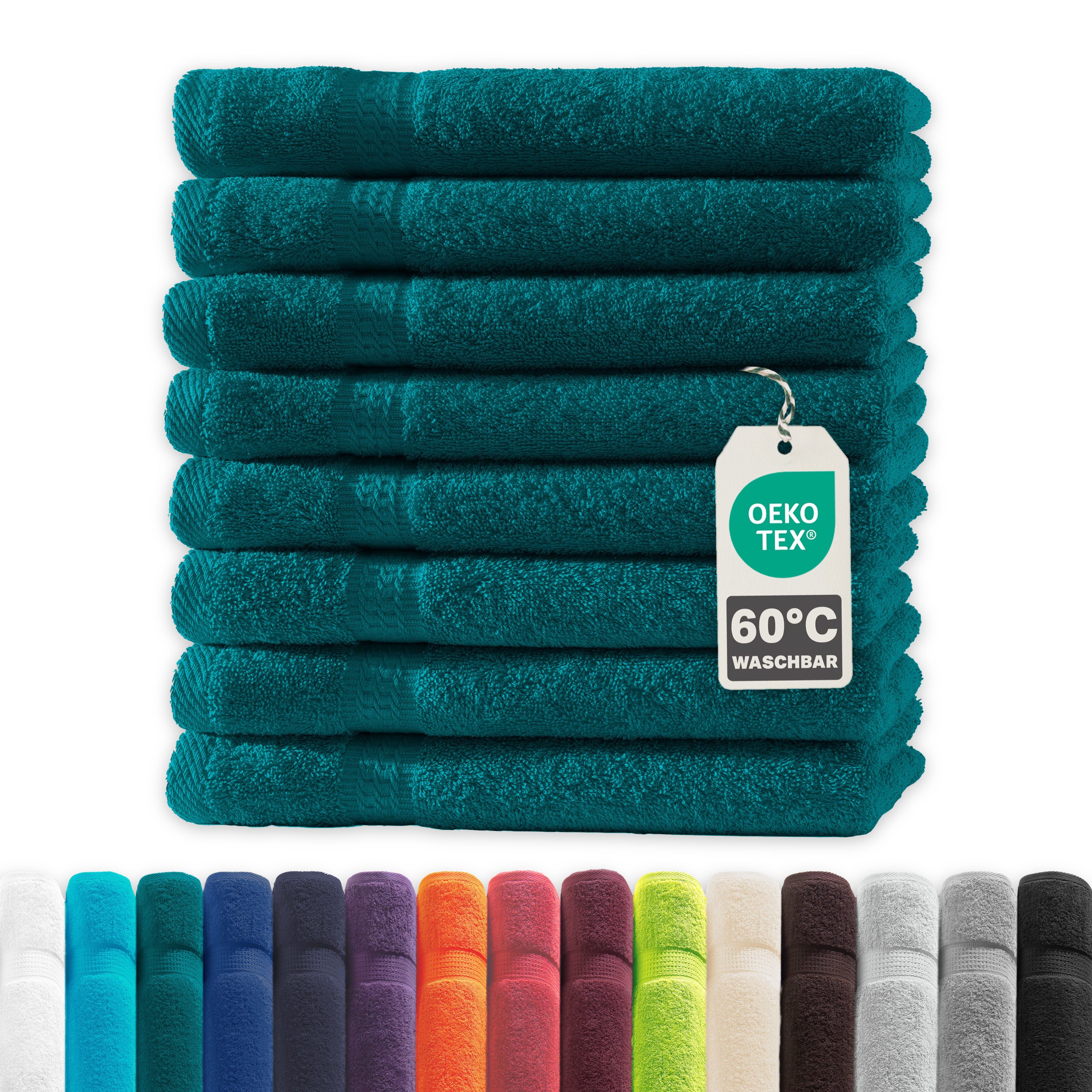Devior Handtuch Set Frottierserie Elegance in vielen Farben, hochwertig mit 500 g/m², Gästetücher - 100% Baumwolle (8-St), 30x50 cm, ideal fürs Gästebad & kleine Handtuchhalter, geruchsneutral