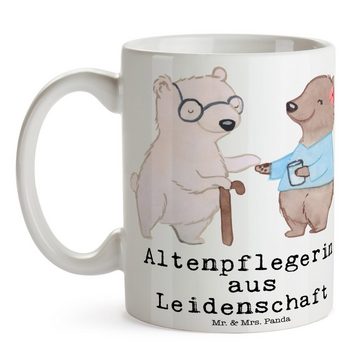 Mr. & Mrs. Panda Tasse Altenpflegerin Leidenschaft - Weiß - Geschenk, Tasse Sprüche, Altenhe, Keramik, Einzigartiges Botschaft