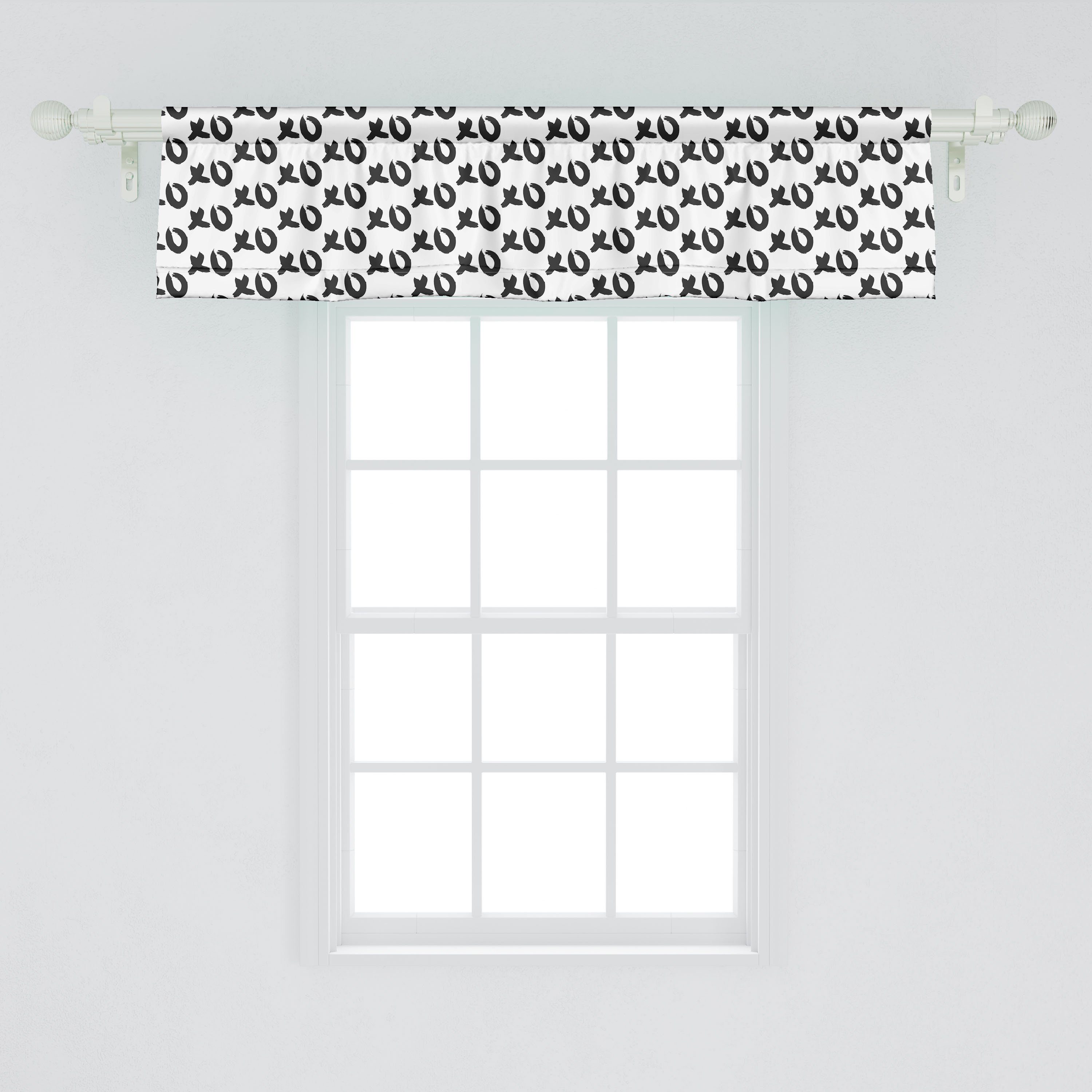 Microfaser, mit Wörter Vorhang Pinsel Küche Xo Schlafzimmer Scheibengardine für Artwork Volant Dekor Abakuhaus, Stangentasche,