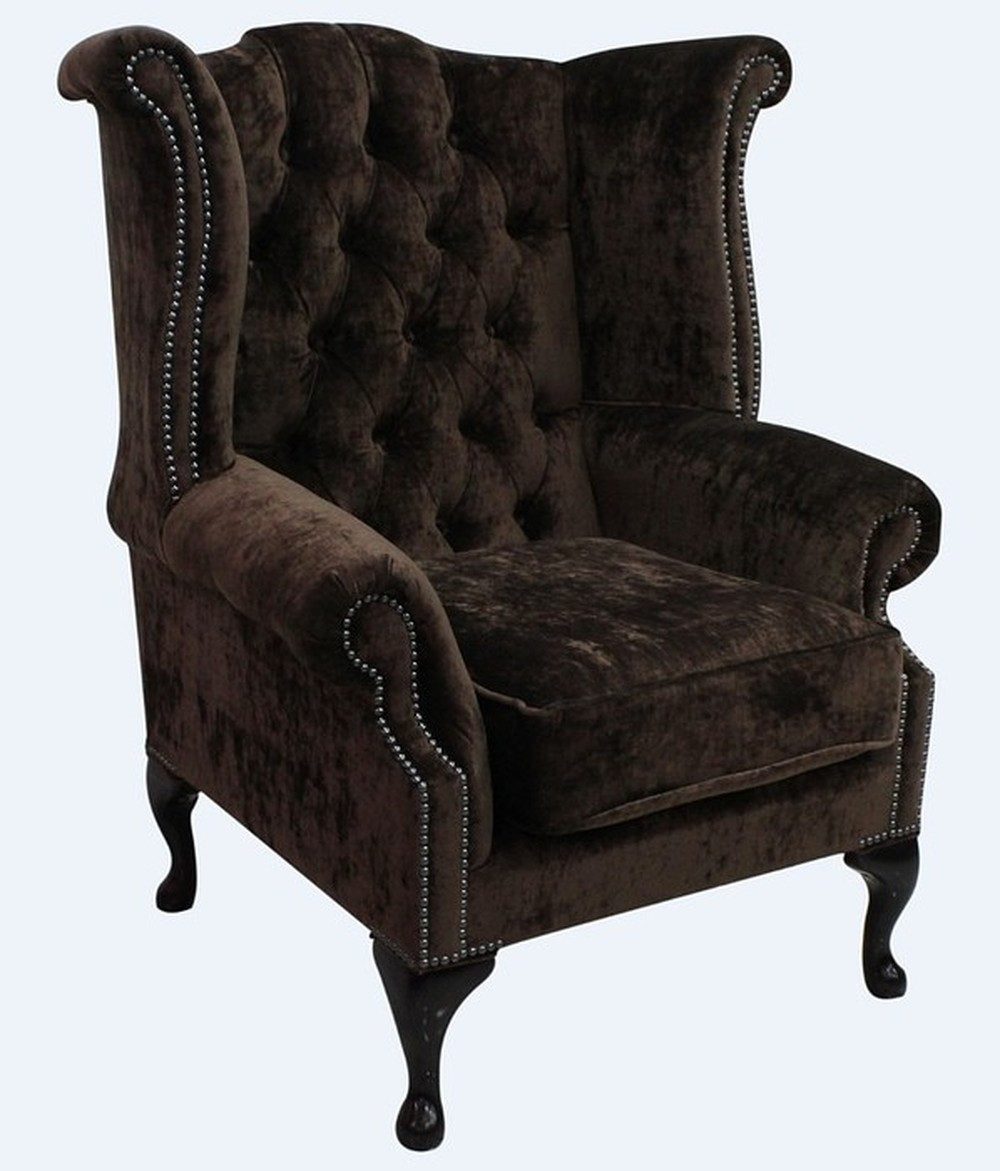 JVmoebel Ohrensessel Chesterfield Sessel aus hochwertigem Leder in Braun, Made in Europa