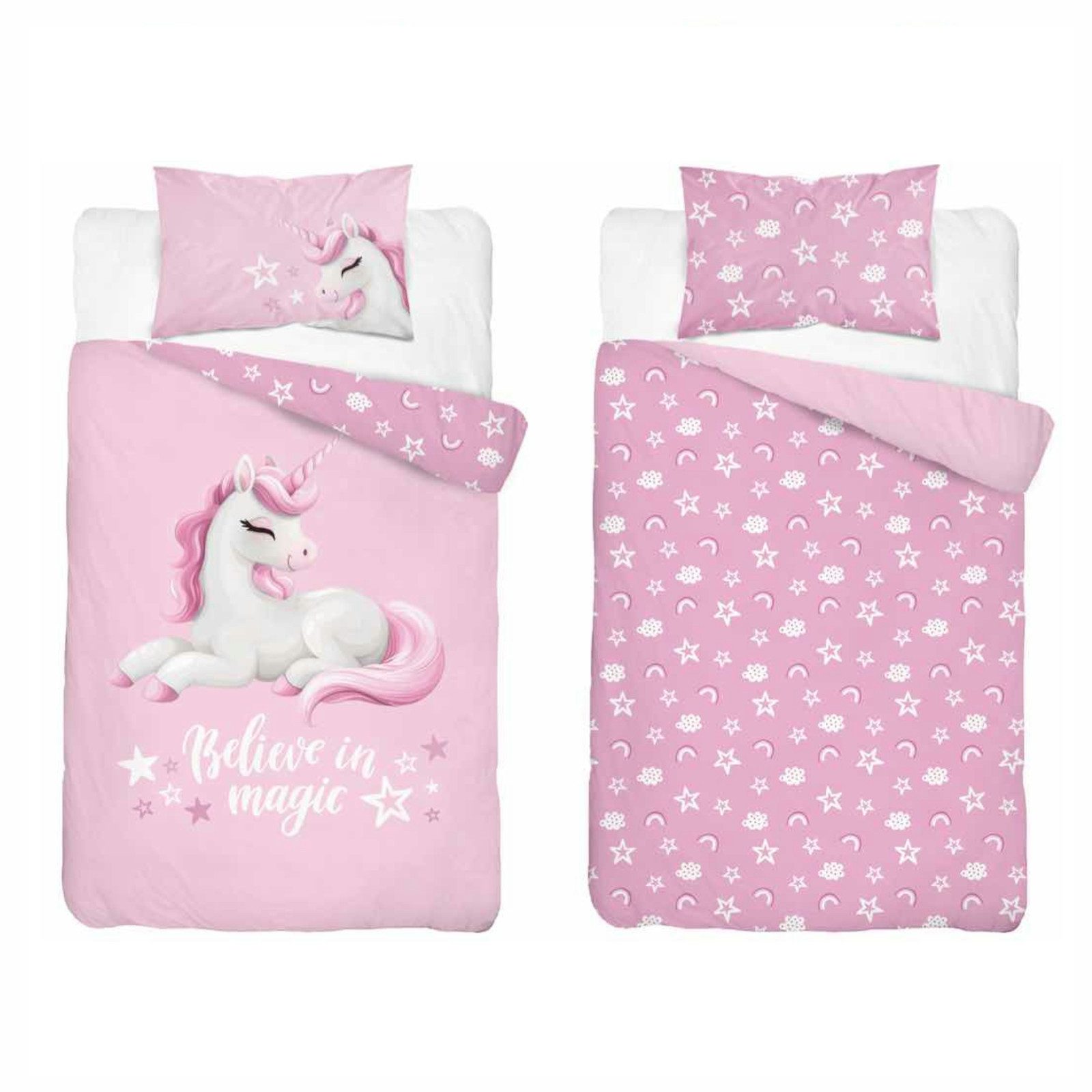 Detexpol Babybettwäsche Kinder-Bettwäsche „Einhorn – Believe in Magic“ 100x günstig online kaufen