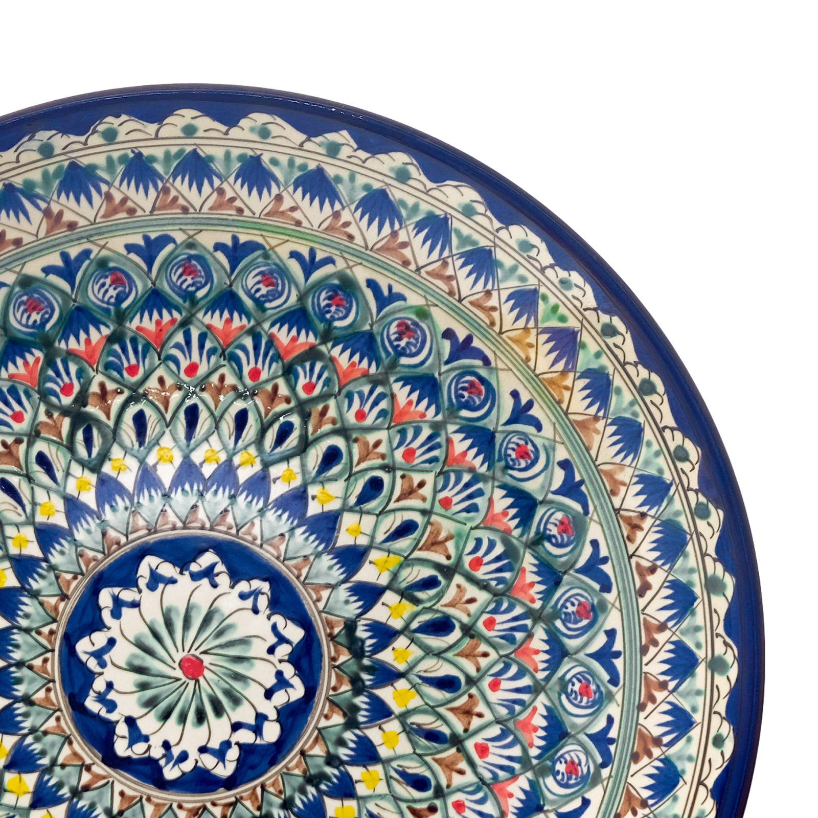 4BIG.fun Dekoteller Usbekische Rischtan Lagan Teller) Ljagan (Keramik cm Handarbeit Ø34