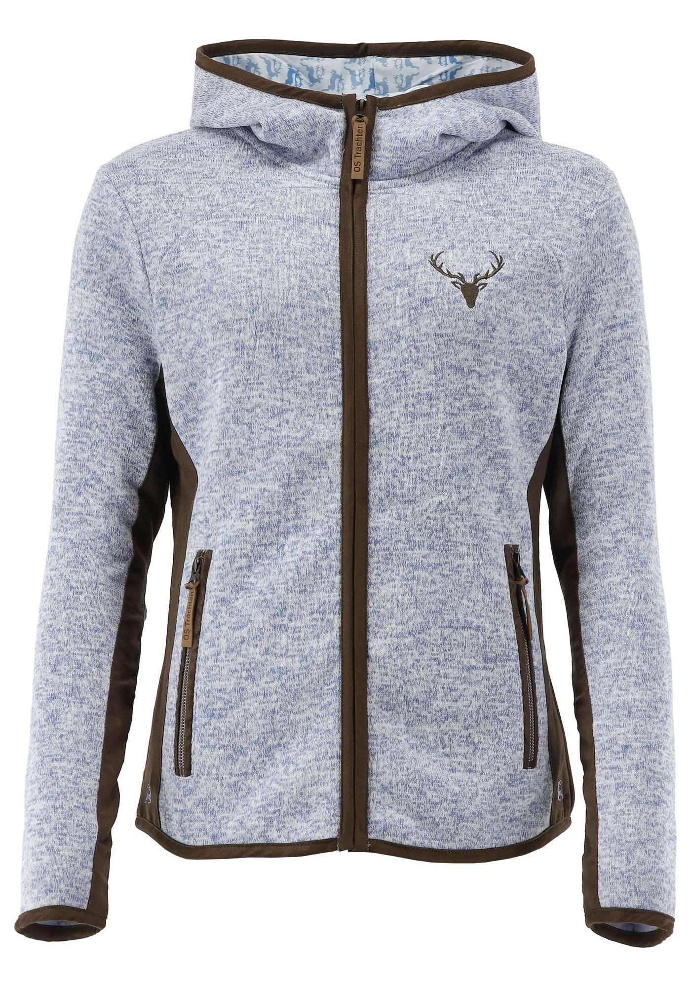 OS Trachten Strickfleecejacke Zumgu Outdoorjacke mit Kapuze mit Kontrastfut günstig online kaufen