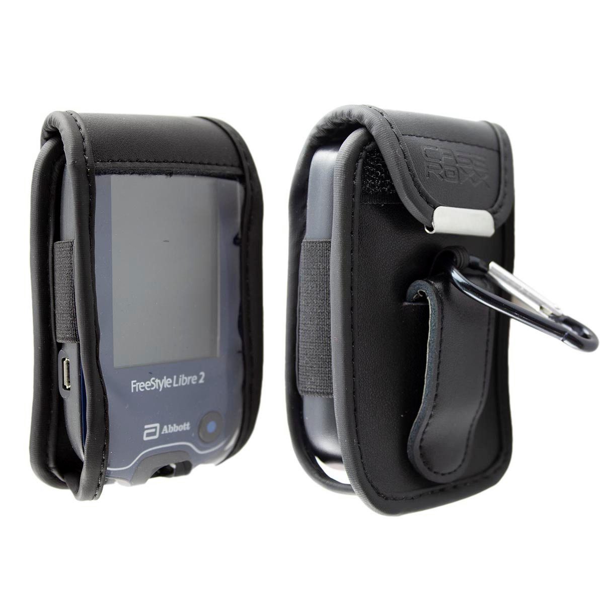 caseroxx Blutzuckermessgerät Ledertasche mit Gürtelclip für Freestyle Libre 1 / 2 / 3 / Insulinx