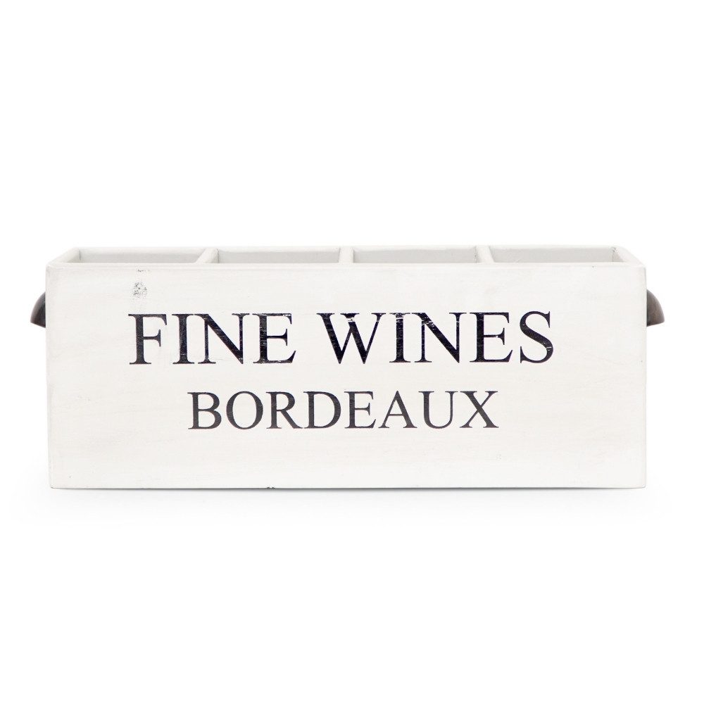 LebensWohnArt Weinregal Dekorative Flaschenbox CHATEAU 45cm antik-weiss Mahagony – Bild 3 von 5