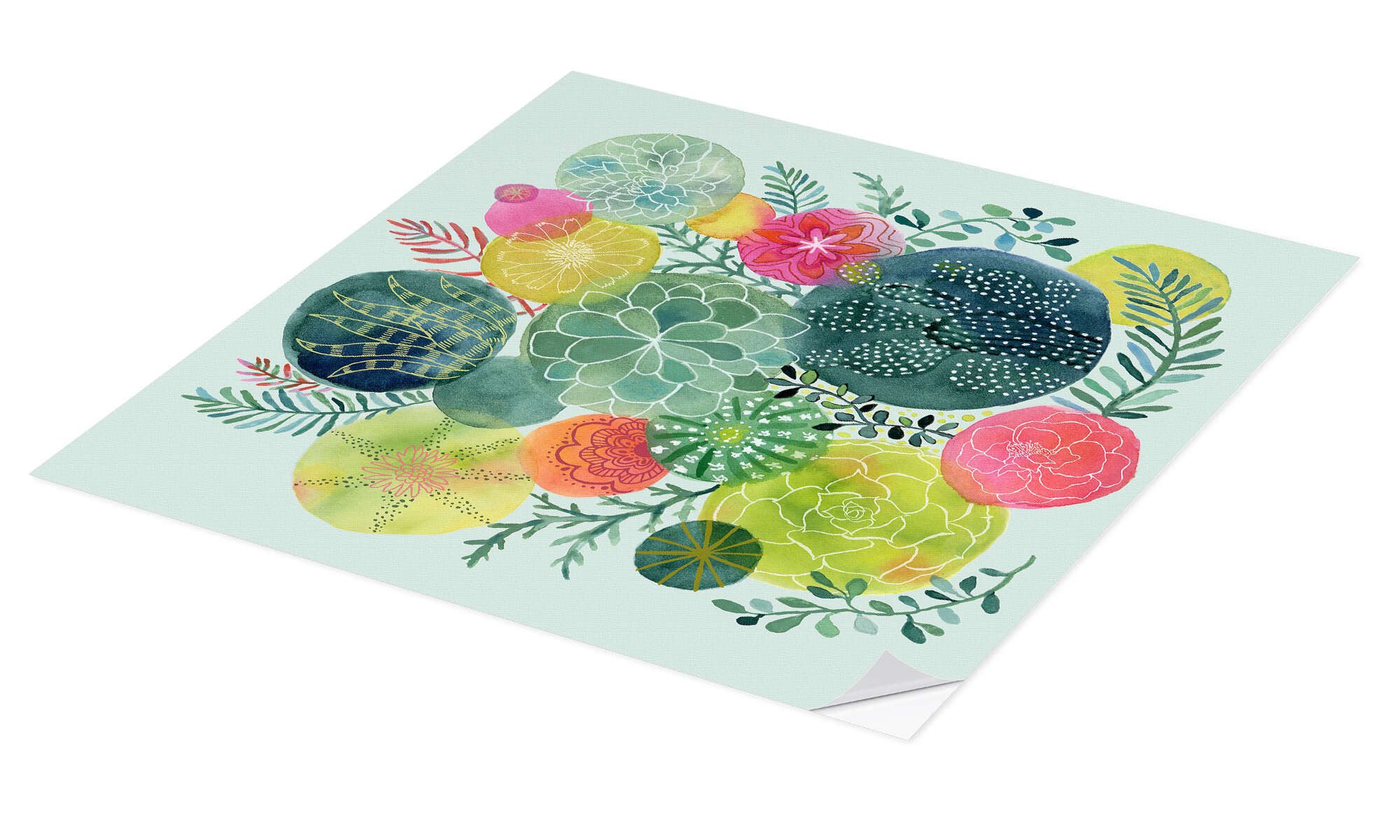 Posterlounge Wandbild Kaktus-Kreise, Janet Broxon, erhältlich als Poster, Leinwandbild, Wandsticker oder Acrylglasbild