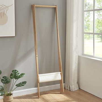 en.casa Garderobenständer, »Iisalmi« klappbar mit einer Ablage 50x57x156 cm Bambus