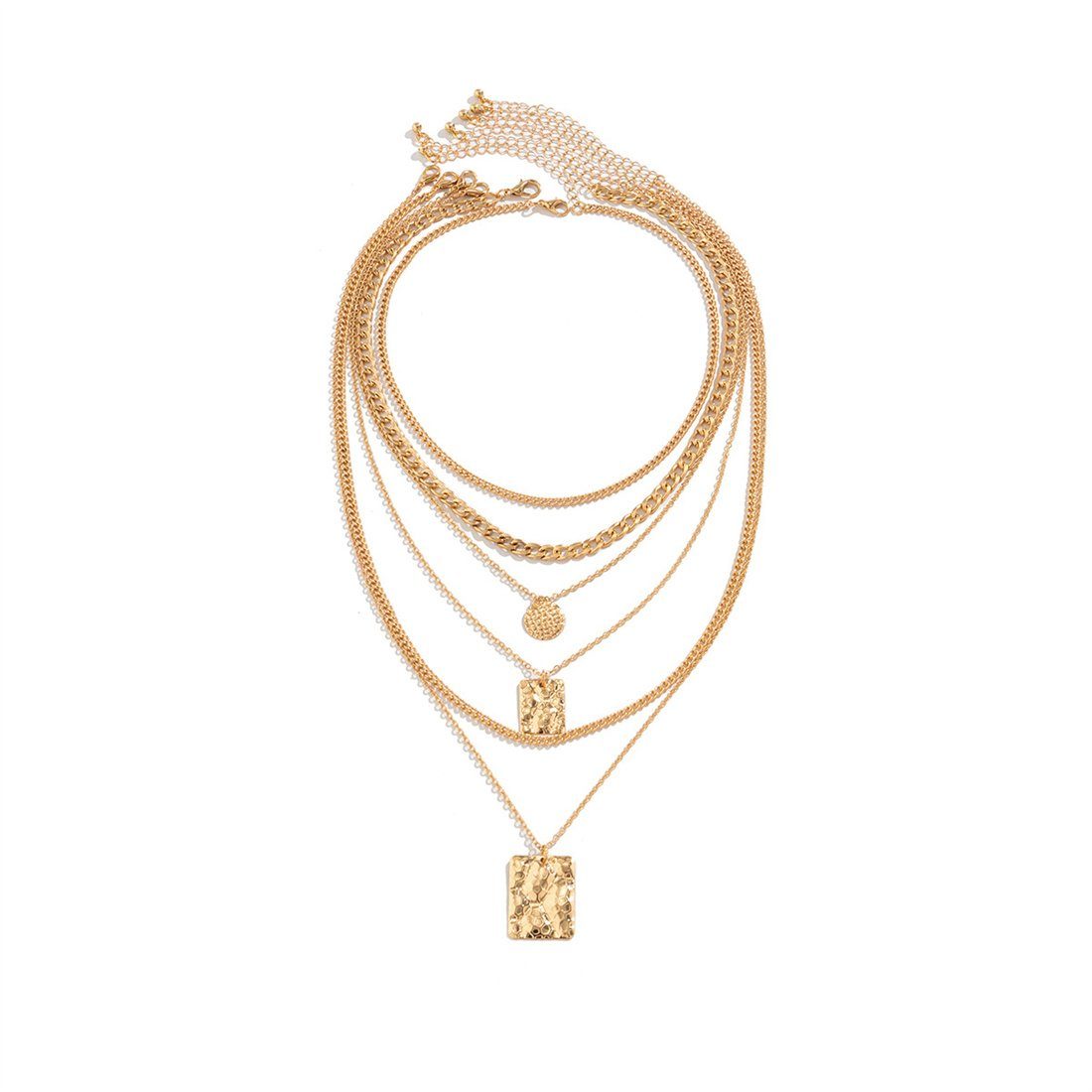 Anhänger DÖRÖY Gold Damenmode Choker-Set Set,mehrschichtige geometrische Halskette Halskette