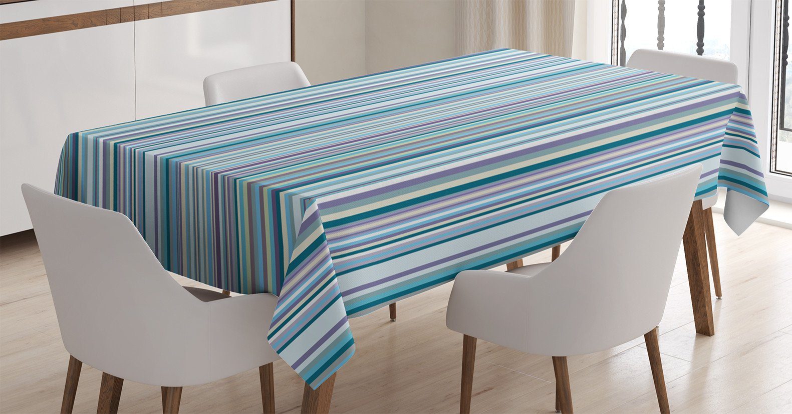 Abakuhaus Tischdecke Farbfest Waschbar Für geeignet den Außen Blau, Bereich Lila, Klare Geometric Streifen Farben