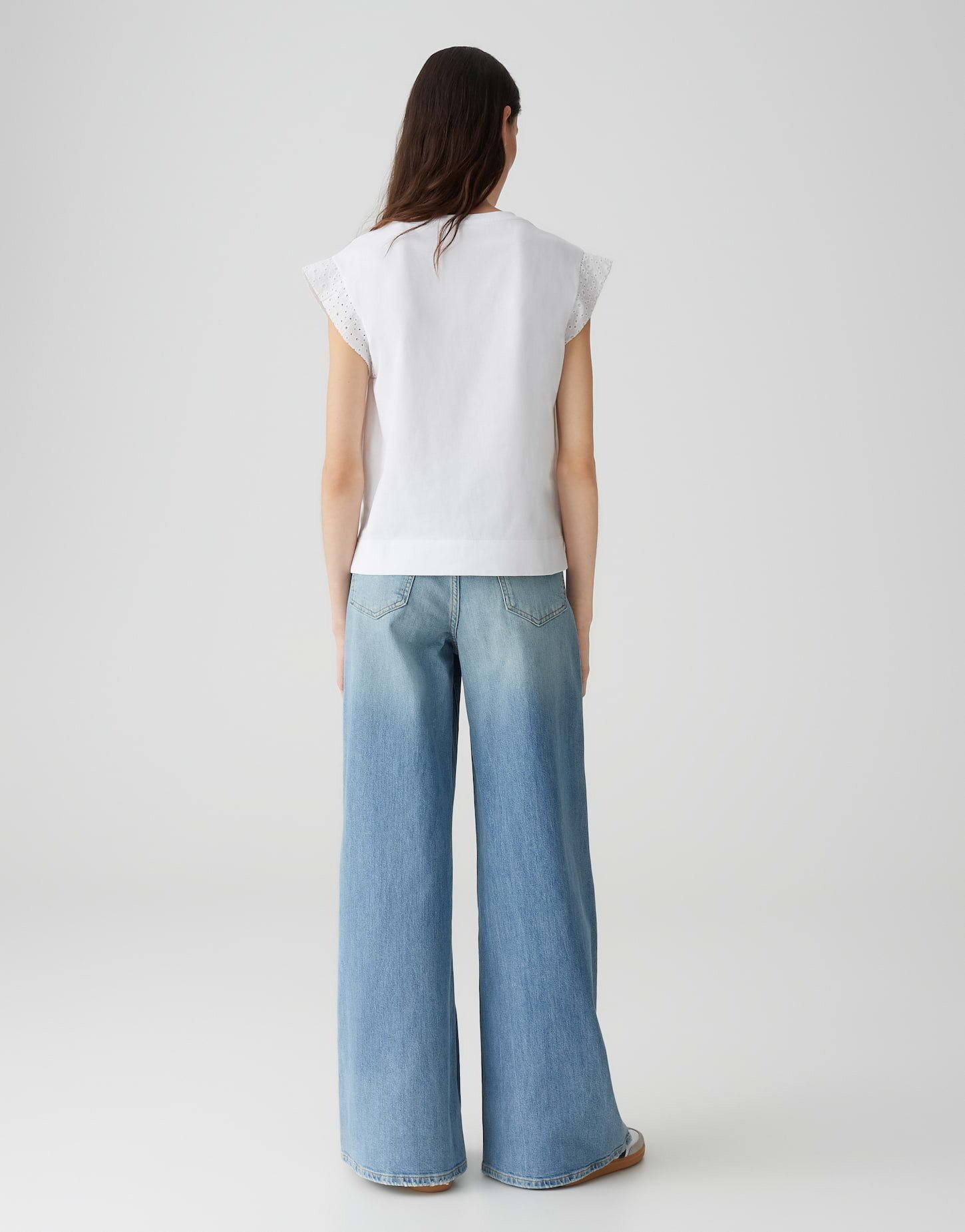 OPUS Kurzarmshirt SALLSO Regular mit dekorativer Lochspitze