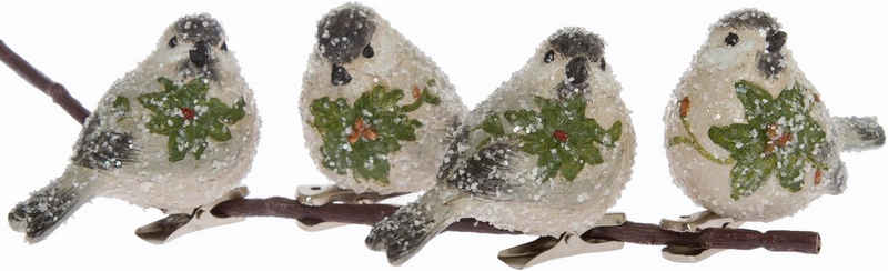 Home affaire Weihnachtsbaumklammer Vögel, Weihnachtsdeko, Christbaumschmuck (4-tlg), mit Schneeglitter