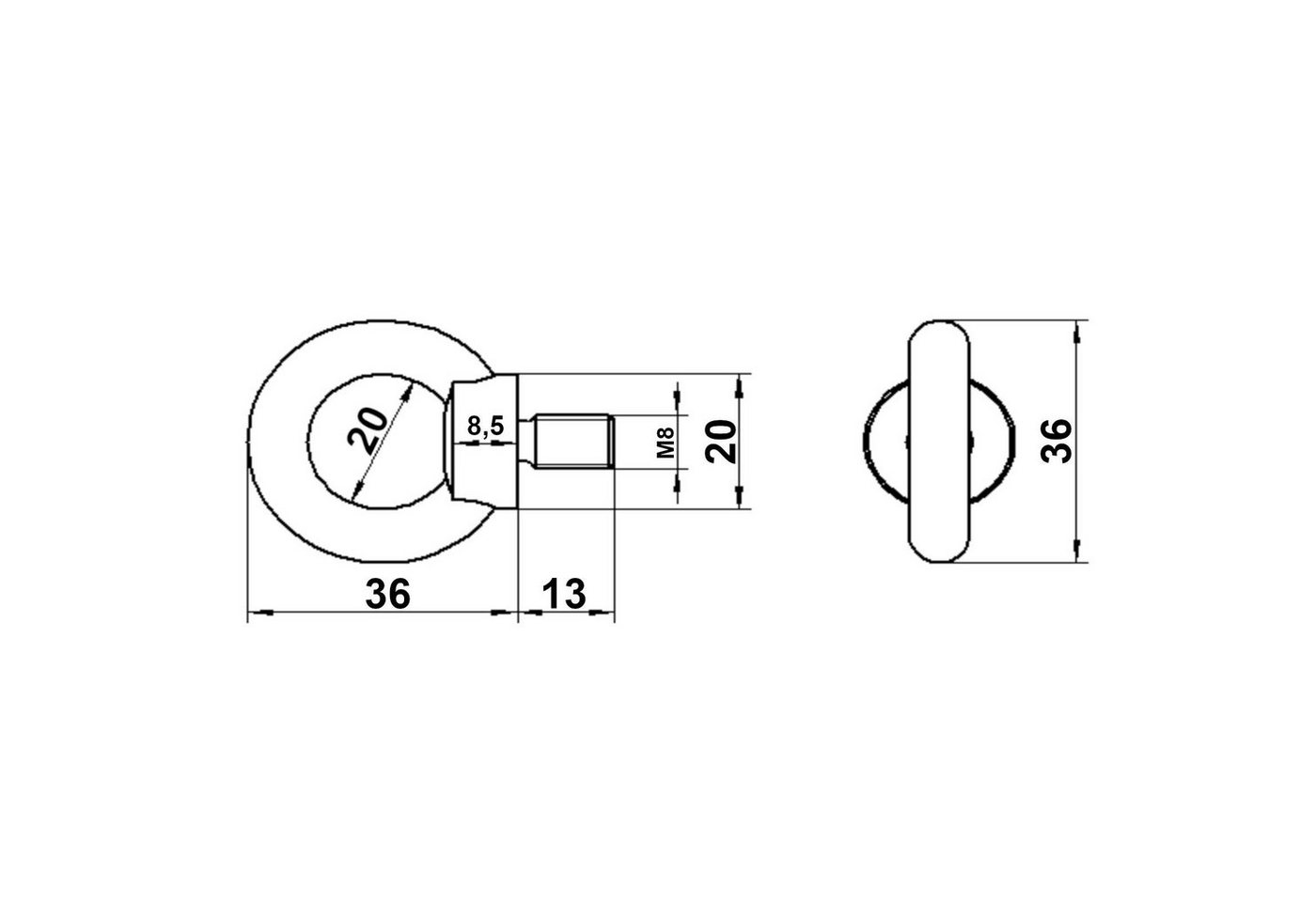 Thumbnail - SO-TECH® Ringmutter Ringschraube M8 + M10 Edelstahl AISI 316 (V4A), (5-St), rostfrei salzwasserbeständig