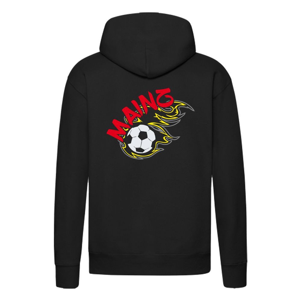 G-graphics Hoodie Mainz in flames – Feuer-Fussball – mit Front- & Backprint Unisex Pullover mit einem Motiv für den echten Fan