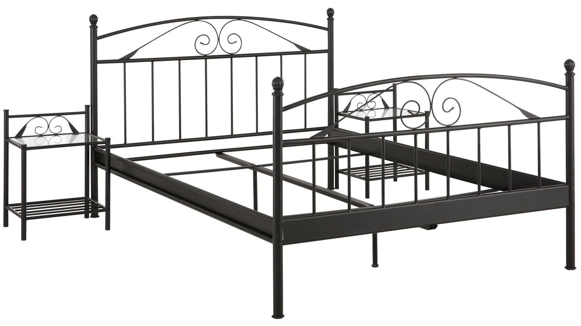 loft24 Bolte metal bed, bed 180x200 cm, bed frame, bed base, metal, black