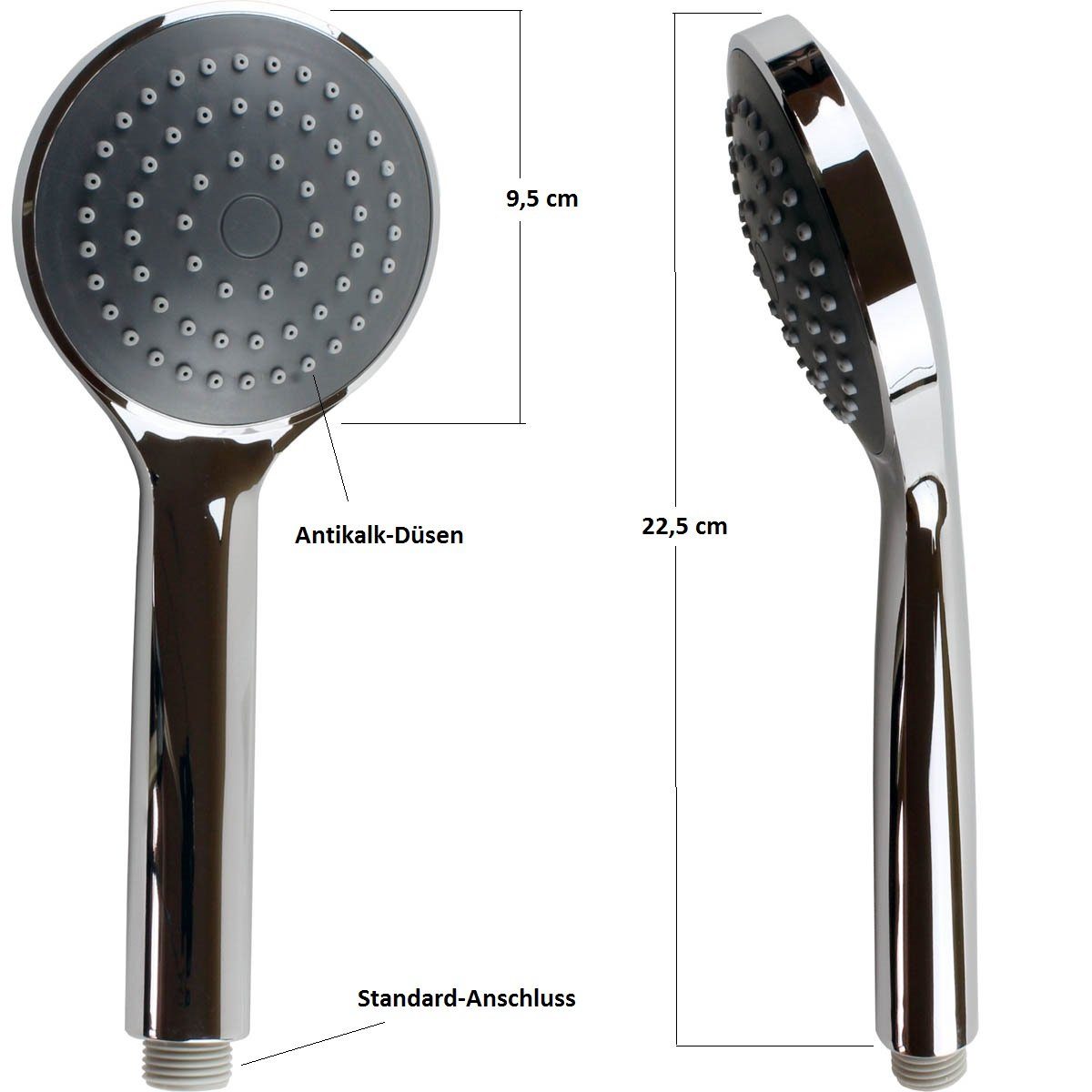 Sanixa Handbrause Brause-Kopf Duschkopf Handdusche Duschbrause Brausekopf verchromt, Antikalk-Düsen, Zubehör Bad ABS Handbrause, (1-tlg), Brause-Kopf & Dusche