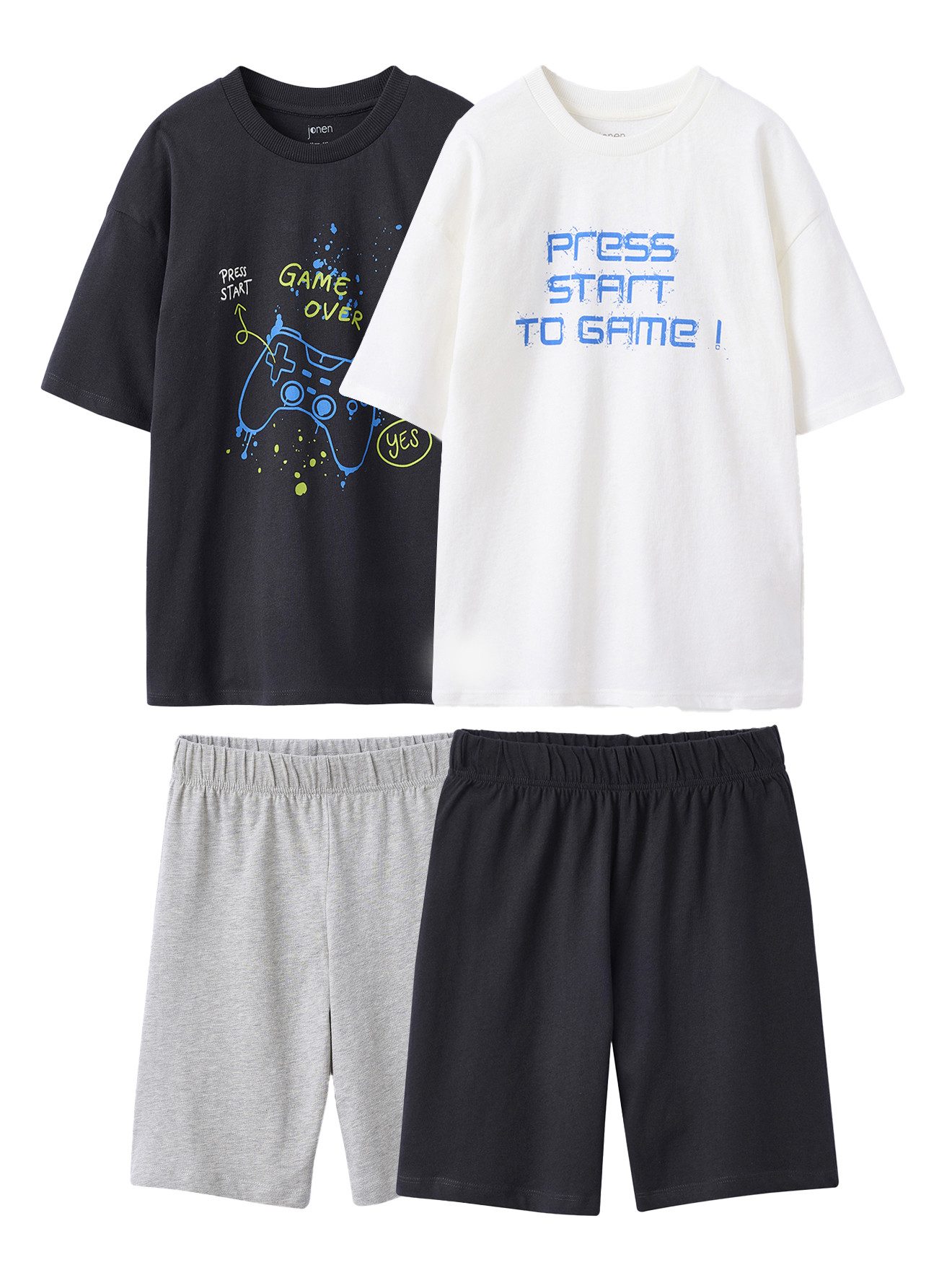 Schlafanzug 2er-Pack Jungen Sommer-Schlafanzüge Gamer